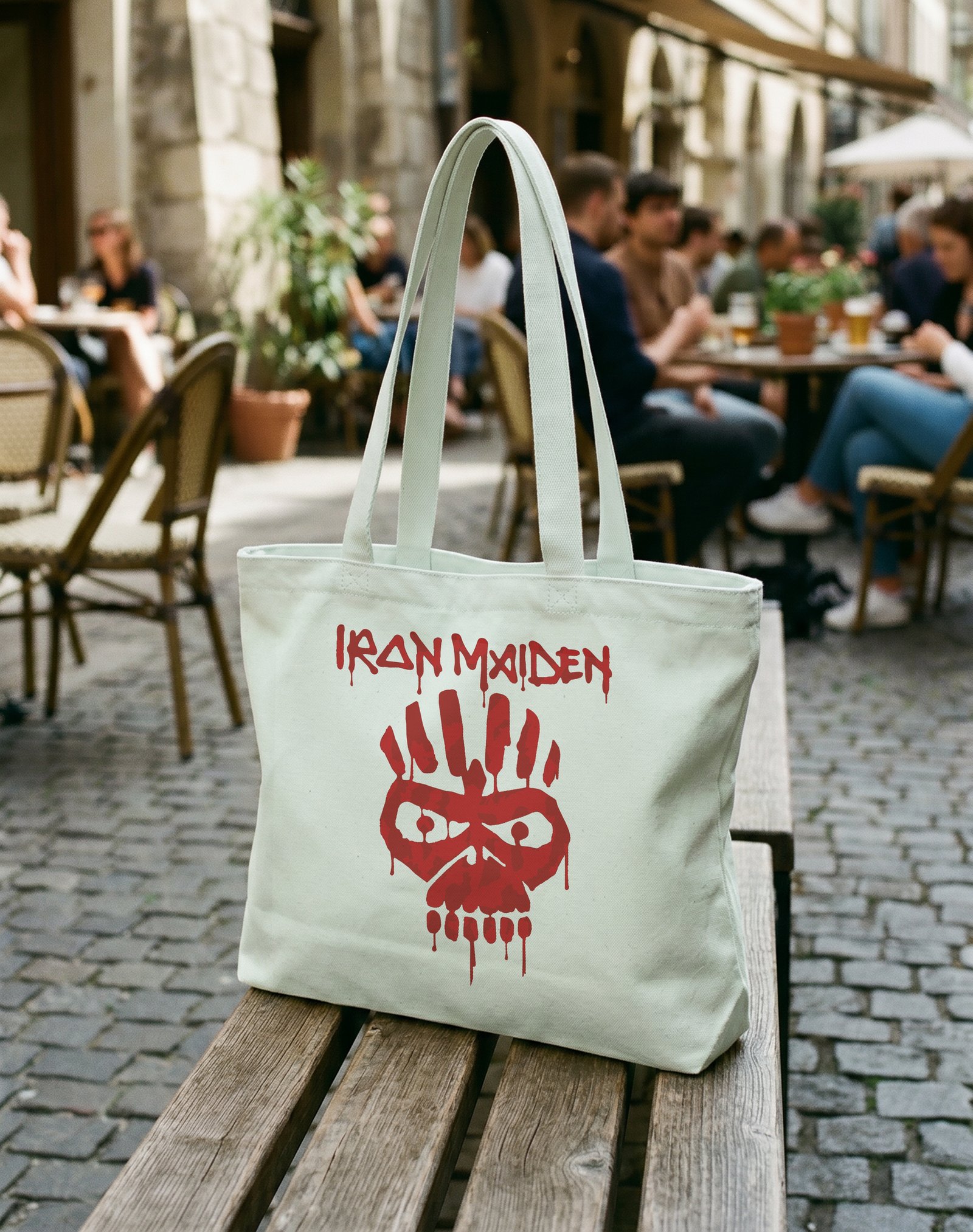 Iron Maiden Fermuarlı Astarlı Körüklü Kanvas Çanta 35 x 40 cm