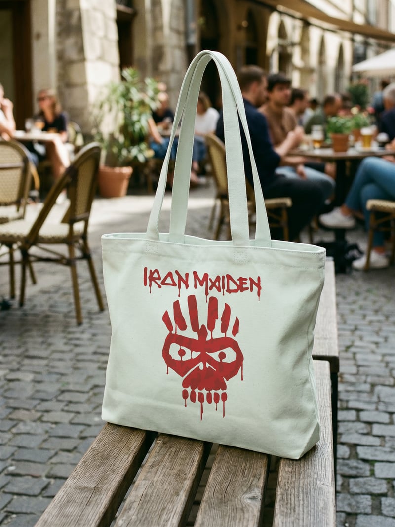 Iron Maiden Fermuarlı Astarlı Körüklü Kanvas Çanta 35 x 40 cm