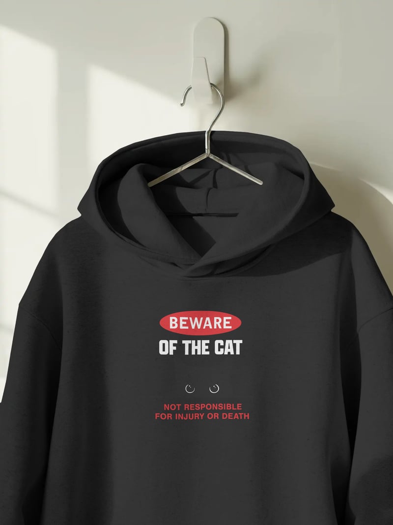Beware of the Cat Kapüşonlu Sweatshirt
