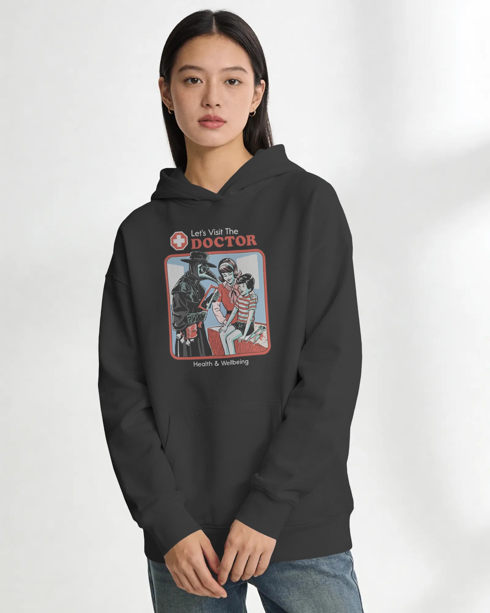 Doctor Unisex Siyah Kapüşonlu Sweatshirt