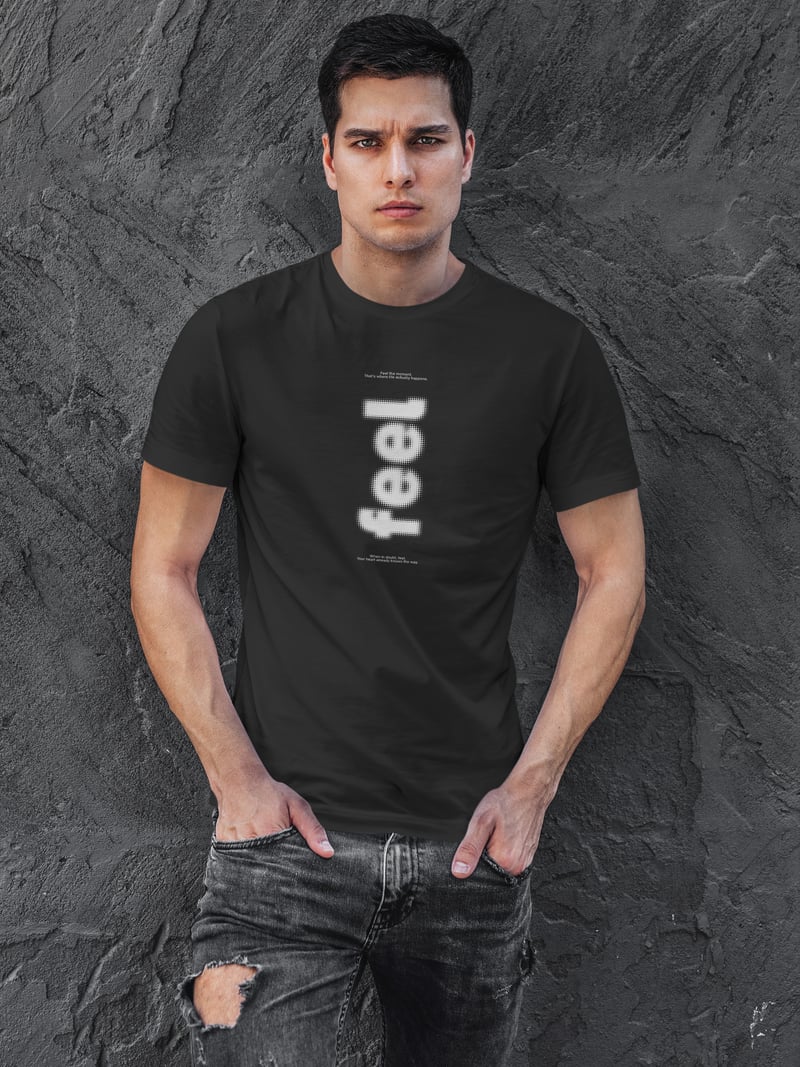 Feel Dijital Baskı Siyah Unisex Tişört