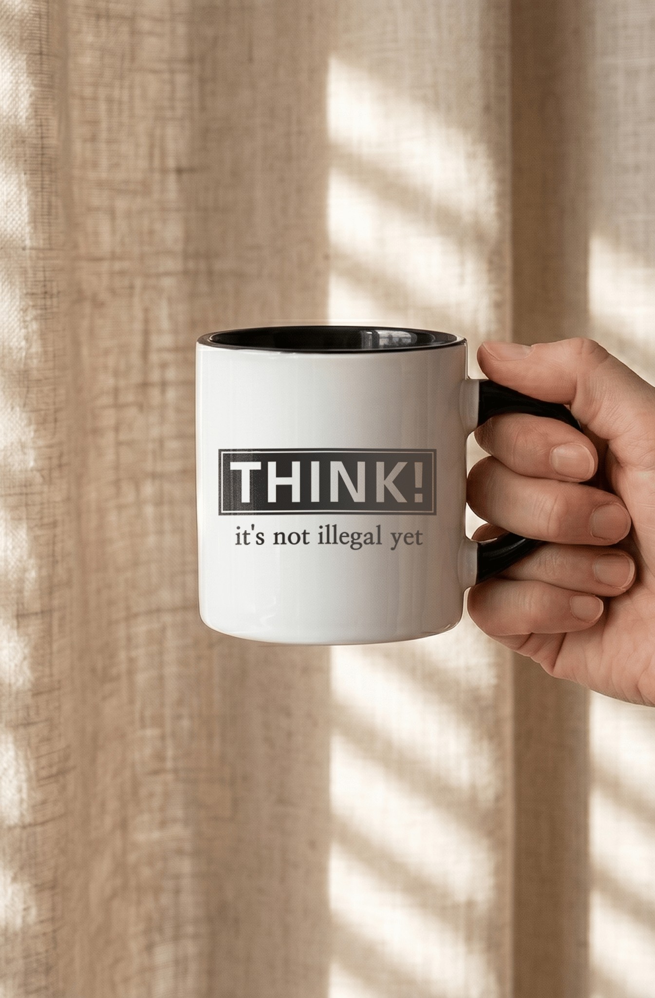 Think 180 ml Beyaz Siyah Kahve Kupası