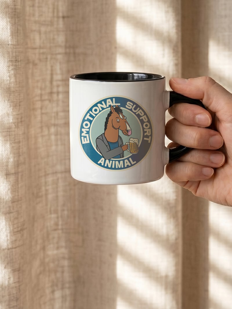 Bojack Horseman 180 ml Beyaz Siyah Kahve Kupası