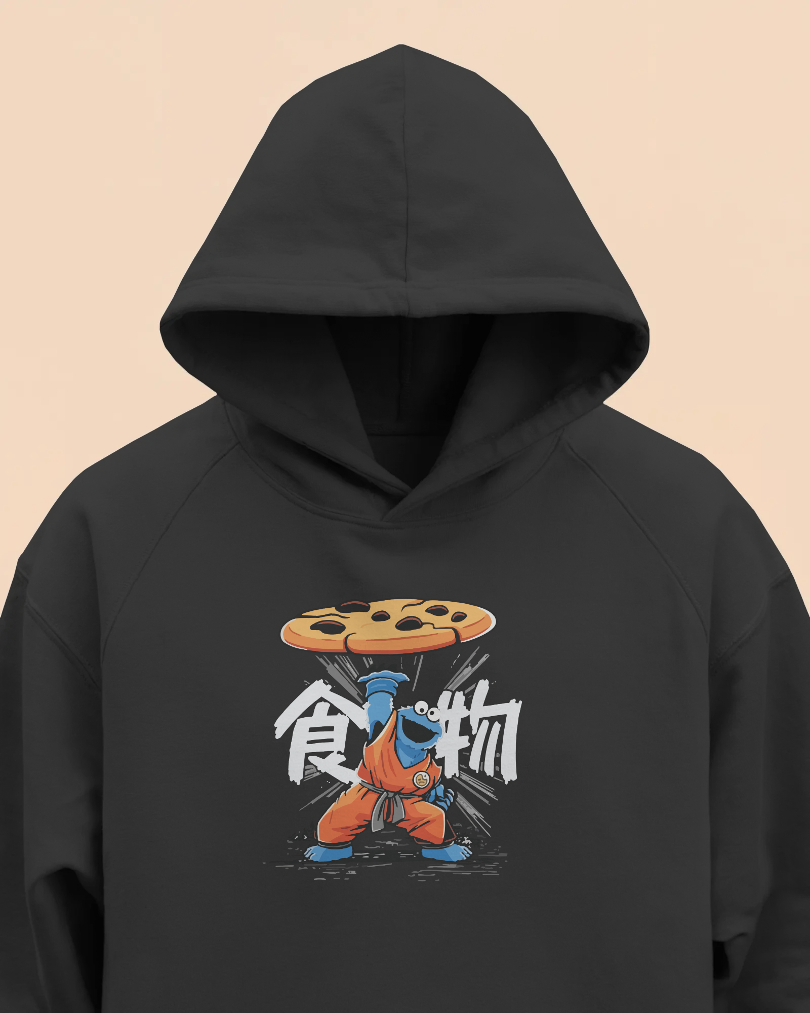 Kurabiye Canavarı Unisex Siyah Kapüşonlu Sweatshirt