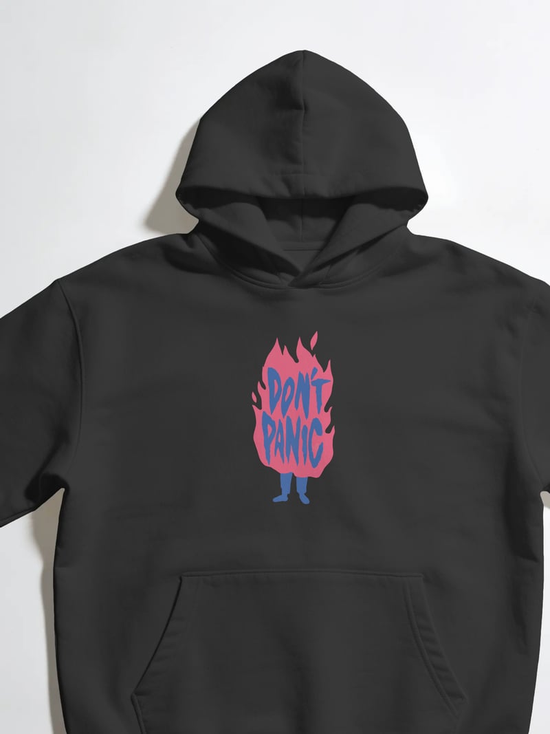 Don't Panic Unisex Siyah Kapüşonlu Sweatshirt
