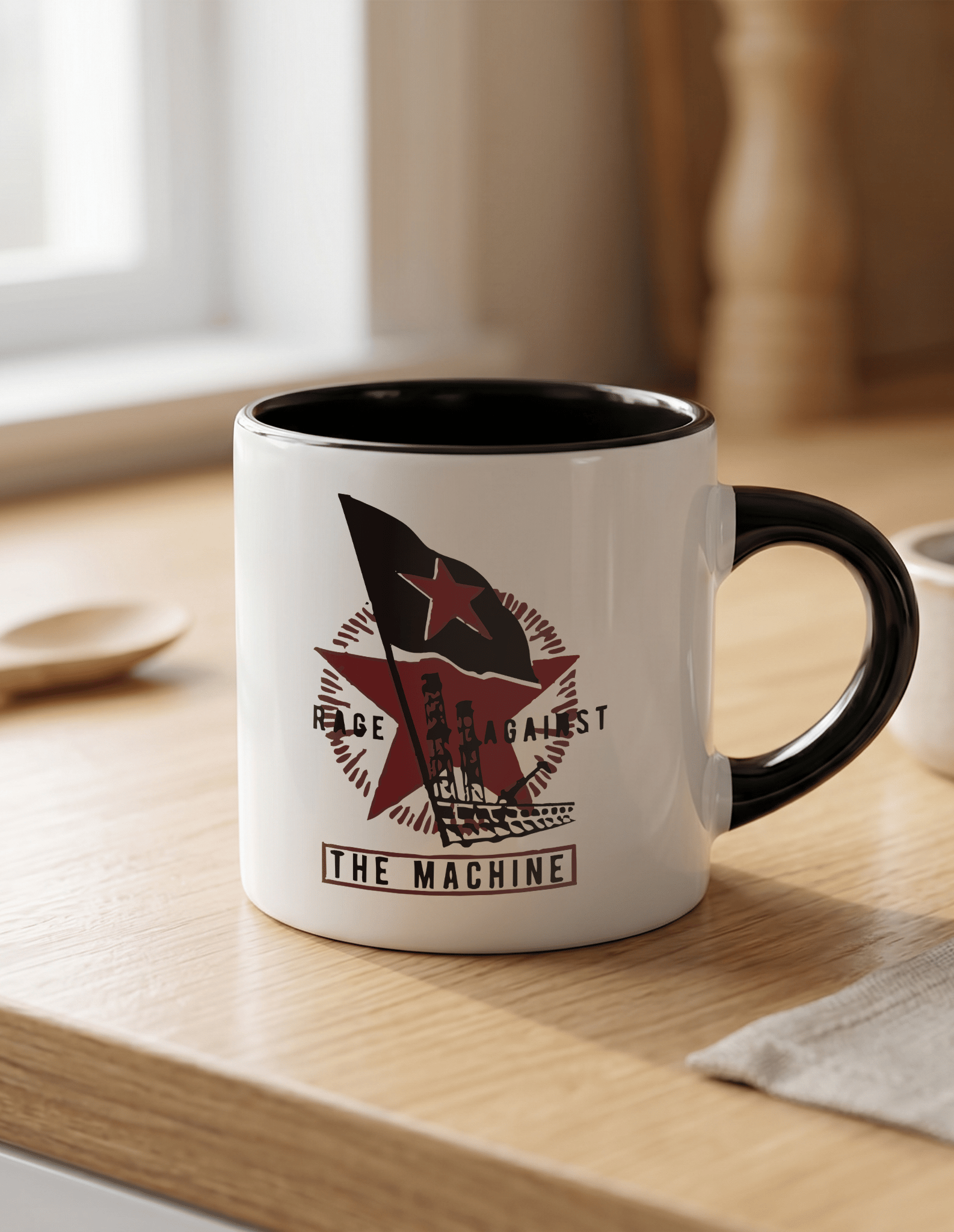 Rage Against the Machine 180 ml Beyaz Siyah Kahve Kupası