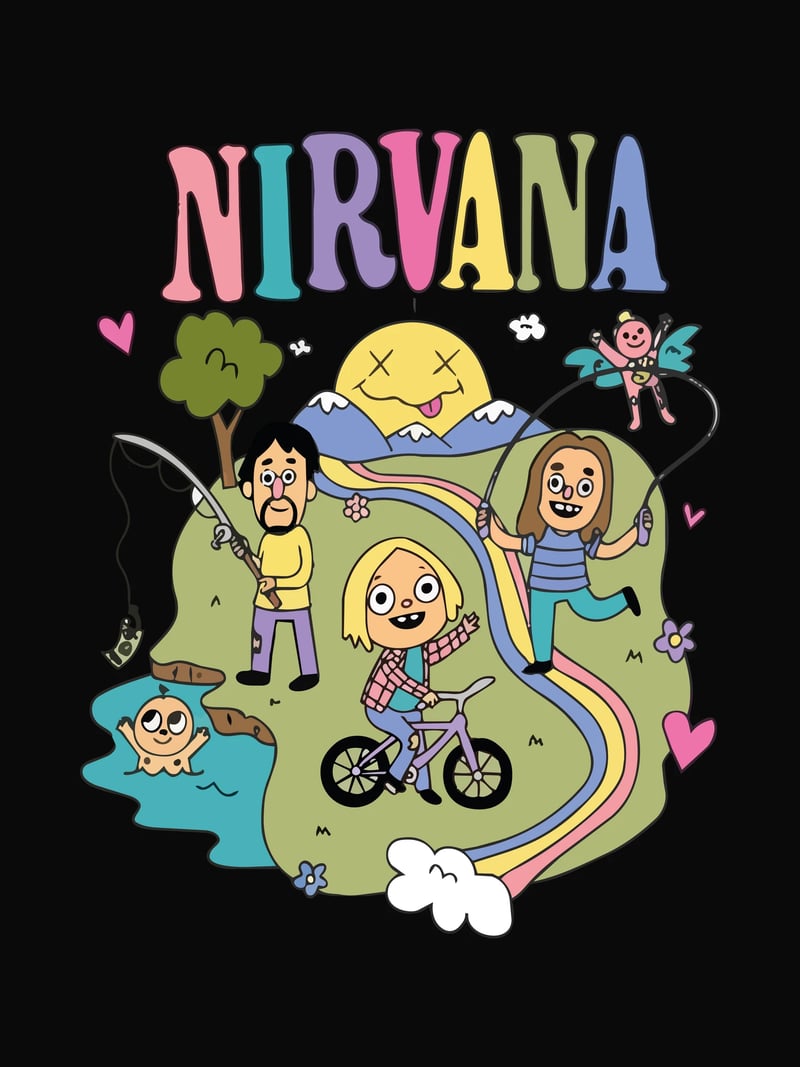 Nirvana Gökkuşağı baskısının kendisi, ürün üzerinde değil