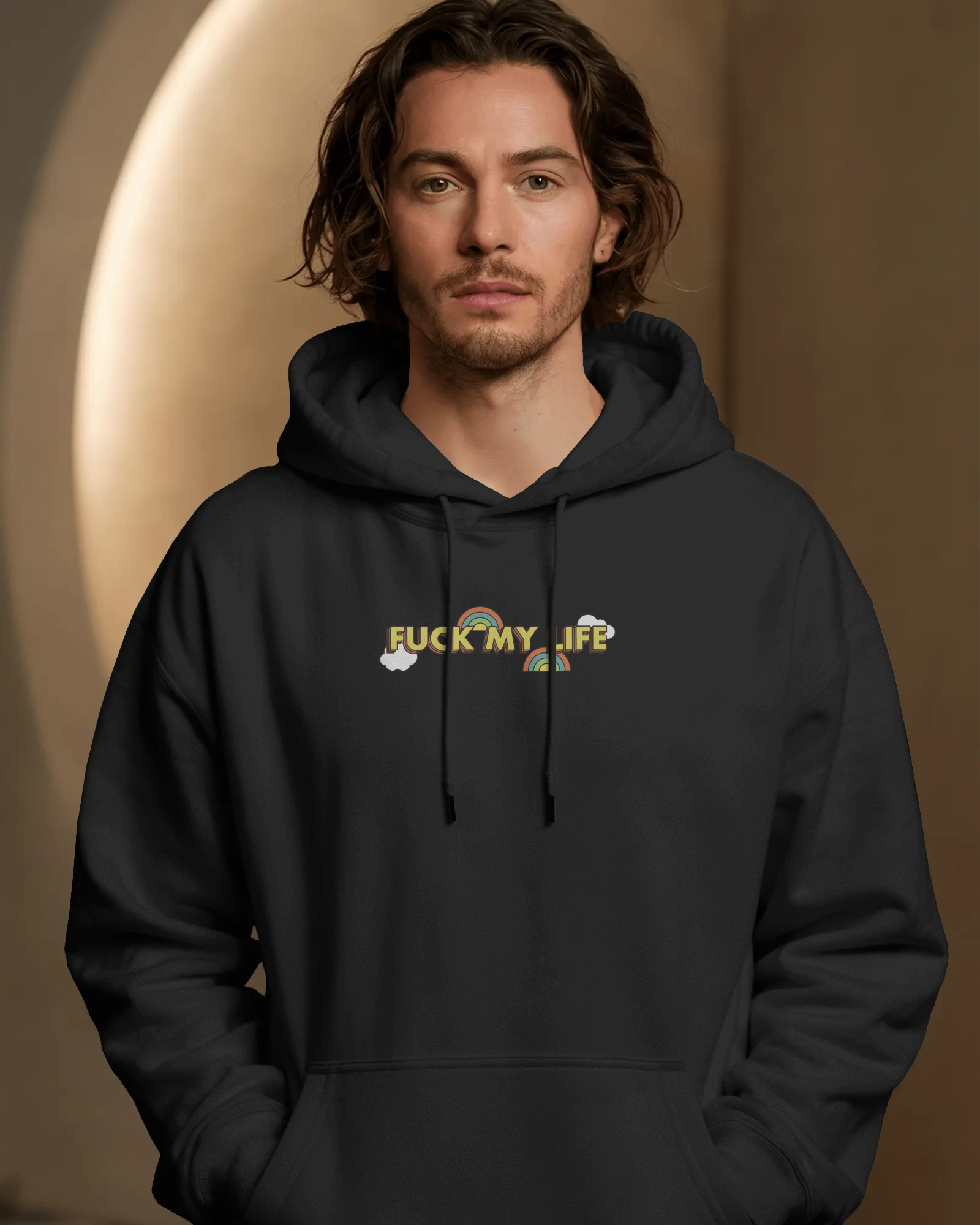F*ck My Life Siyah Kapüşonlu Sweatshirt