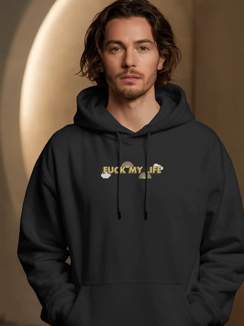 F*ck My Life Siyah Kapüşonlu Sweatshirt
