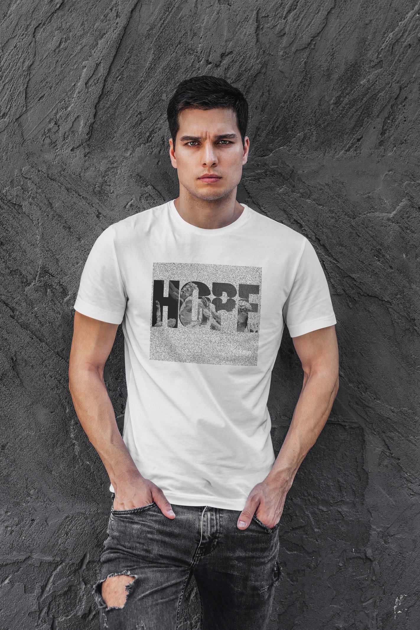Hope Dijital Baskı Beyaz Unisex Tişört