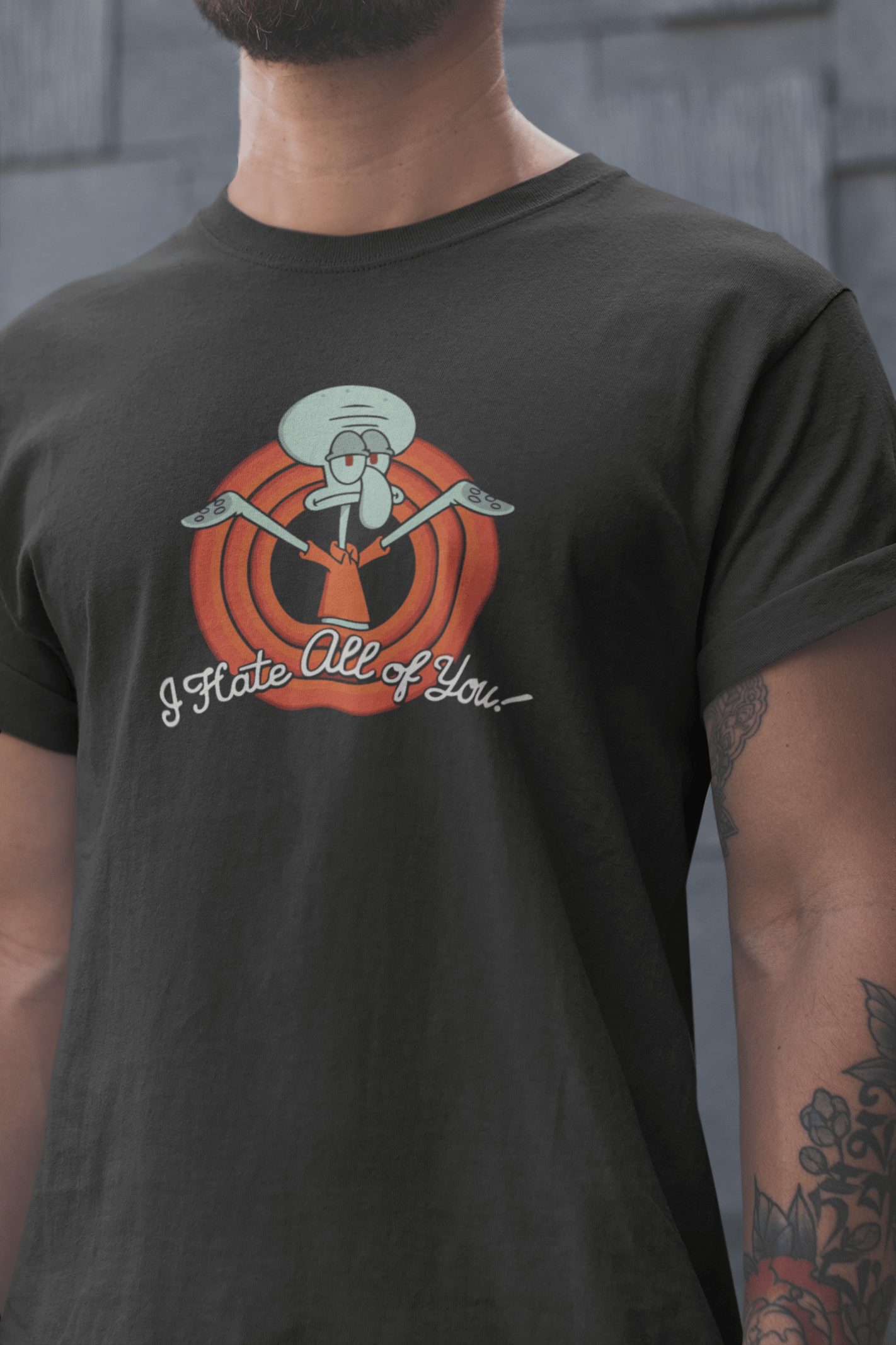 Spongebob Squidward Unisex Siyah Tişört