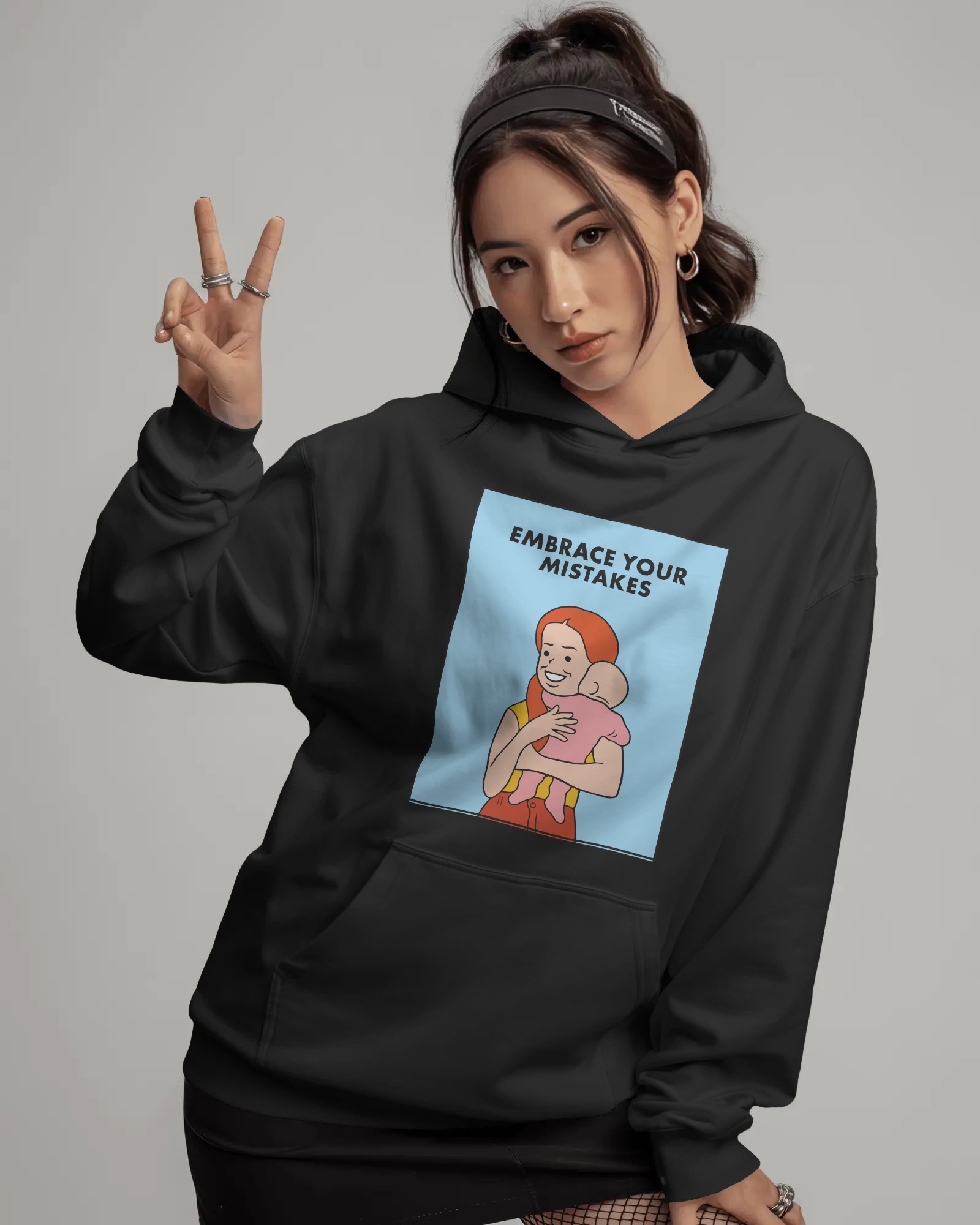 Mistakes Unisex Siyah Kapüşonlu Sweatshirt