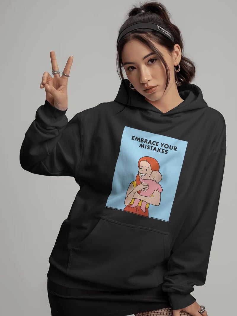 Mistakes Unisex Siyah Kapüşonlu Sweatshirt