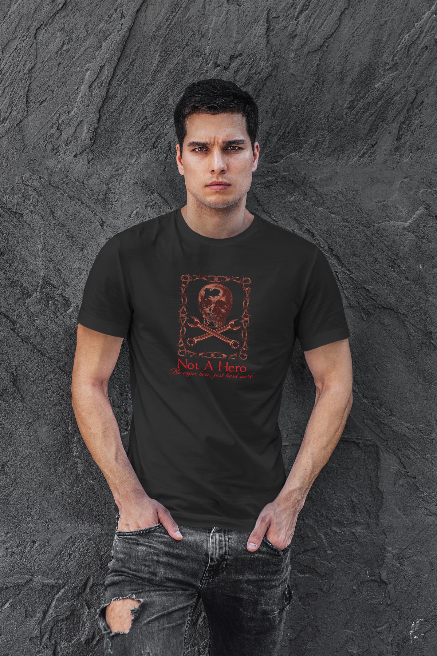 Not a Hero Dijital Baskı Siyah Unisex Tişört