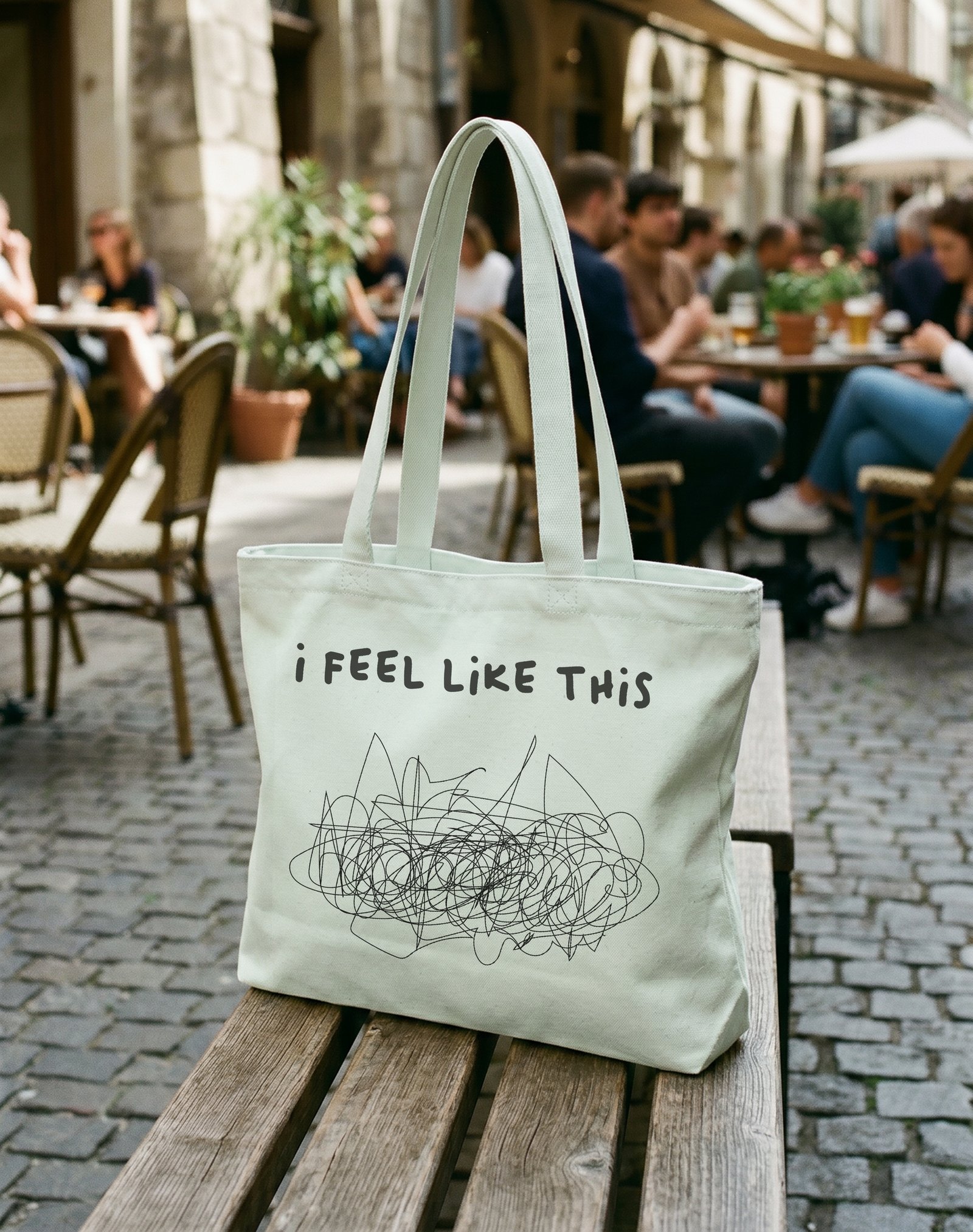 I Feel Like This Kanvas Astarlı Fermuarlı Omuz Çantası