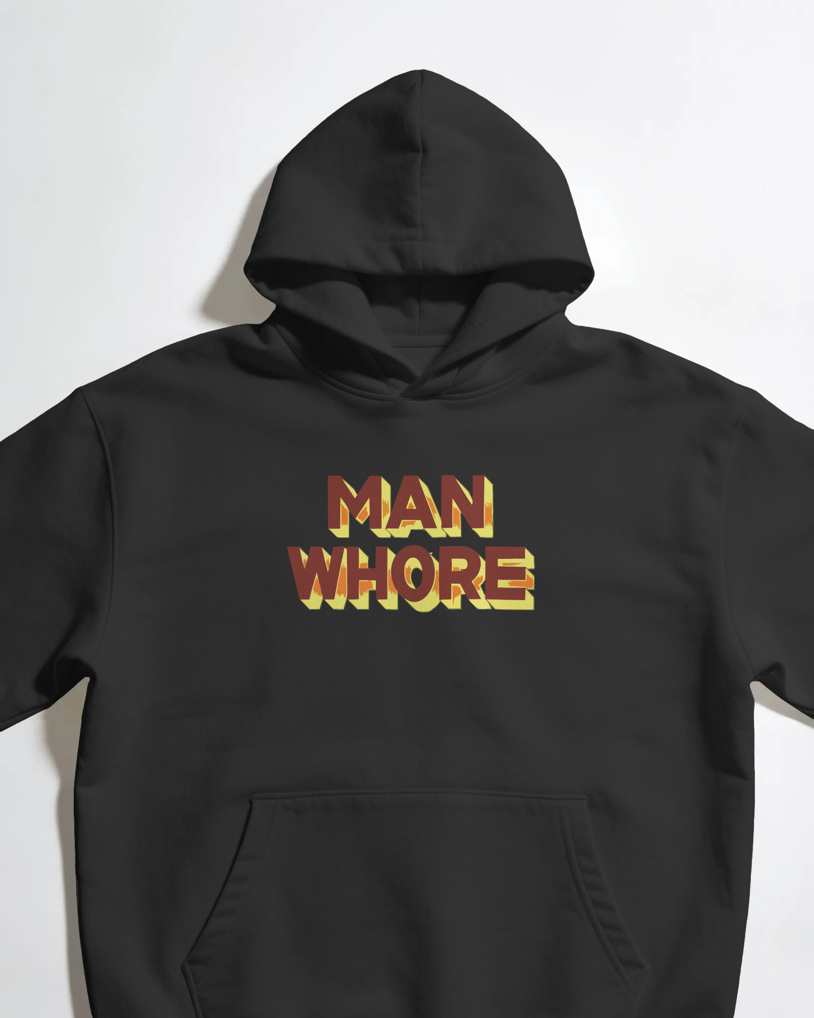 Man Wh*re Siyah Kapüşonlu Sweatshirt