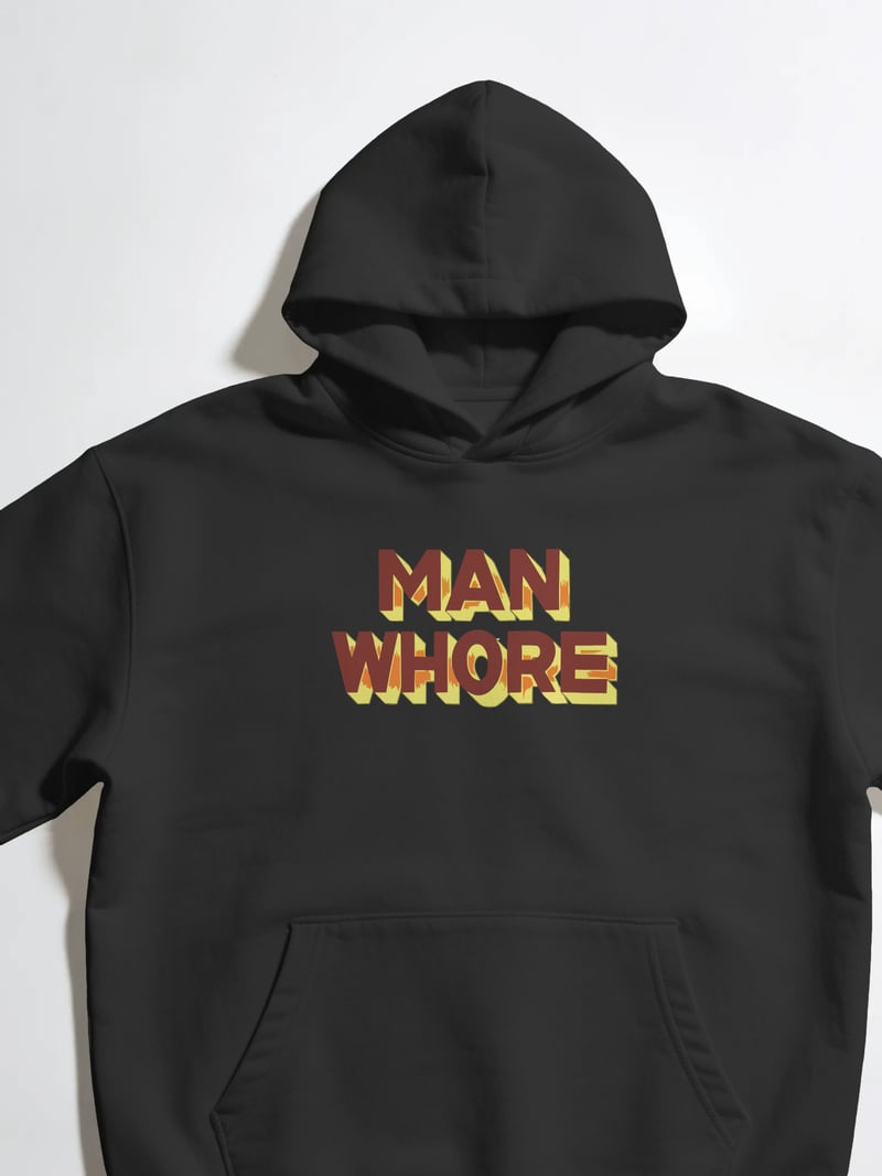 Man Wh*re Siyah Kapüşonlu Sweatshirt