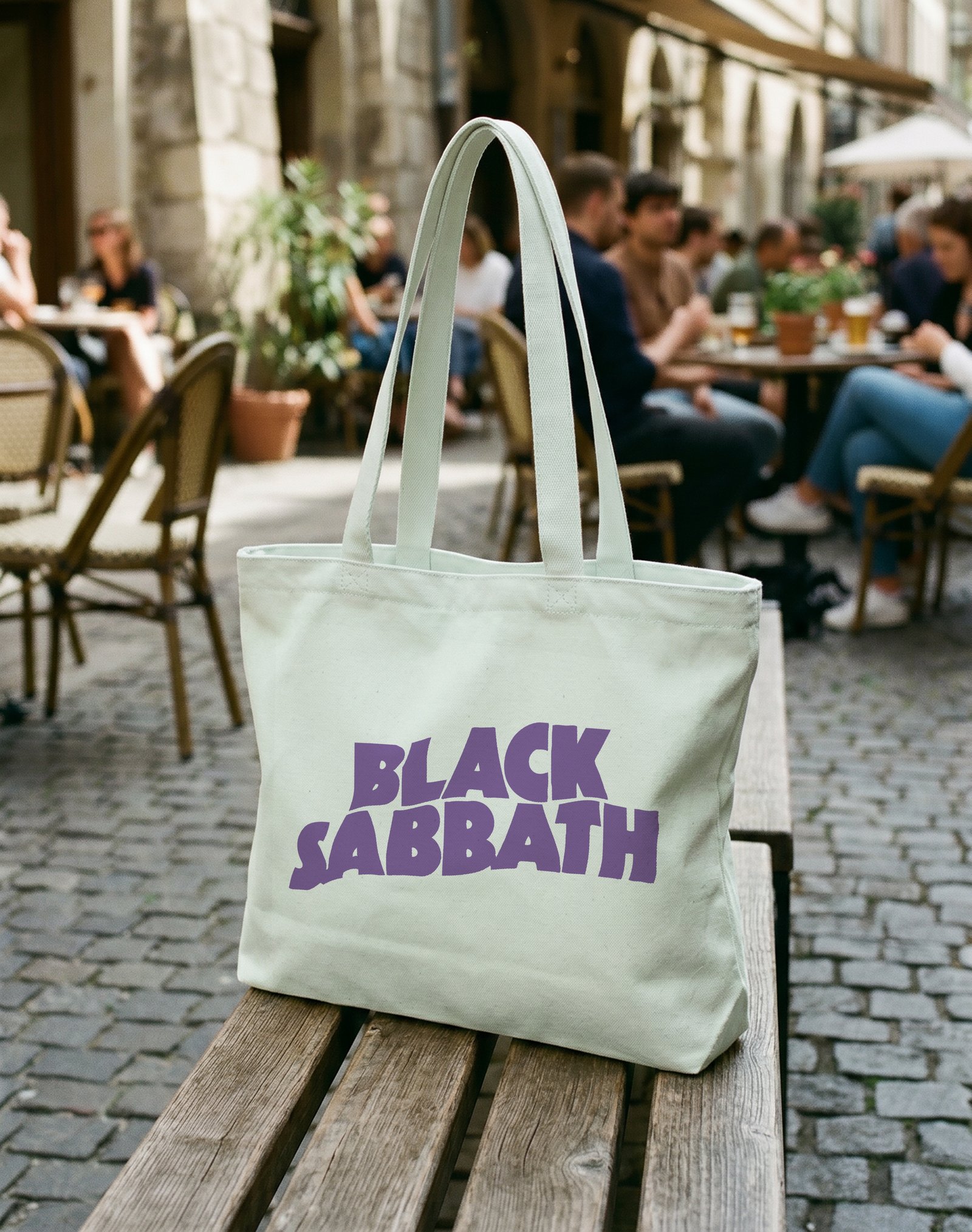Black Sabbath Fermuarlı Astarlı Körüklü Kanvas Çanta 35 x 40 cm