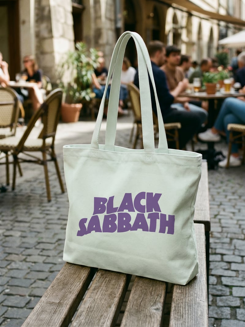 Black Sabbath Fermuarlı Astarlı Körüklü Kanvas Çanta 35 x 40 cm