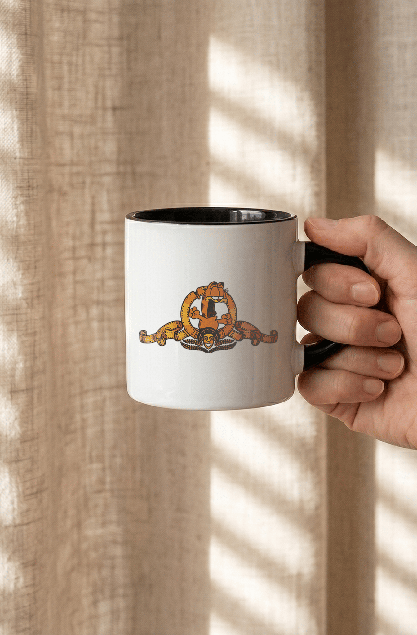 Garfield 180 ml Beyaz Siyah Kahve Kupası