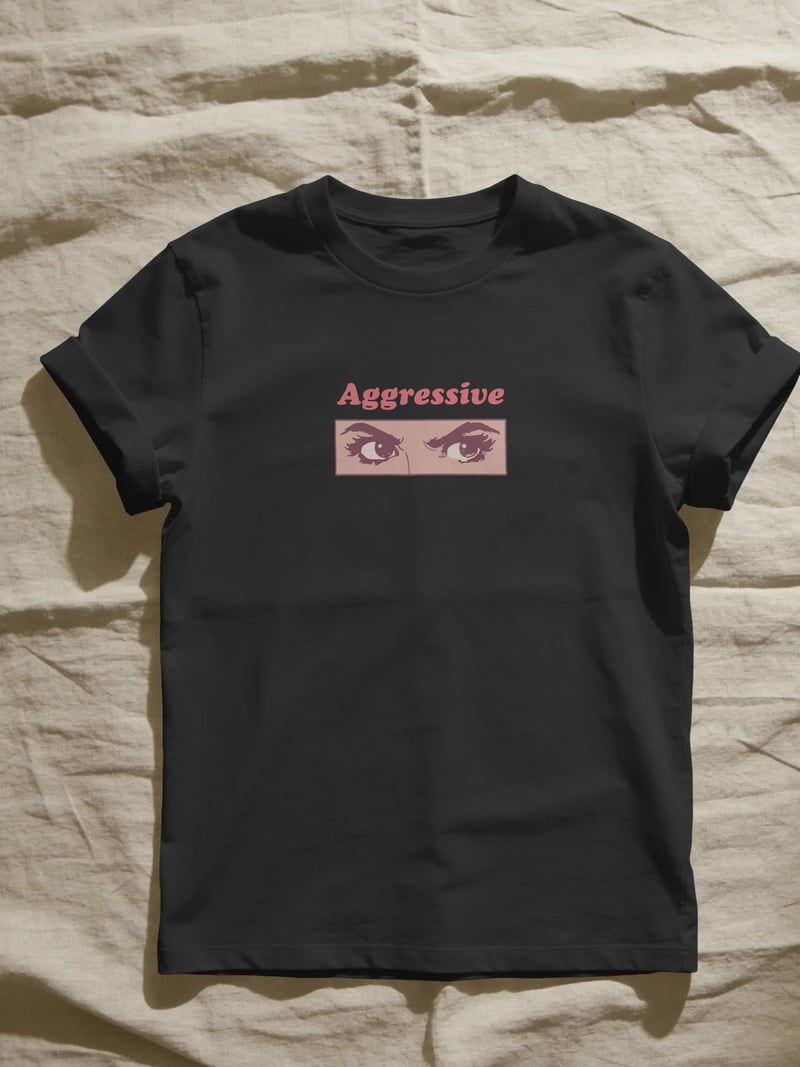 Aggressive Unisex Siyah Tişört