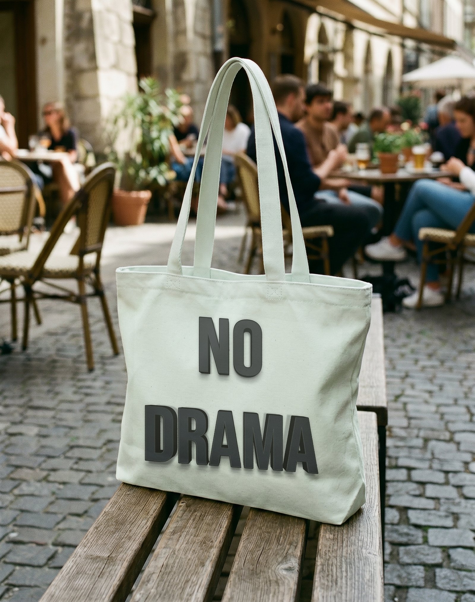 No Drama Fermuarlı Astarlı Körüklü Kanvas Çanta 35 x 40 cm