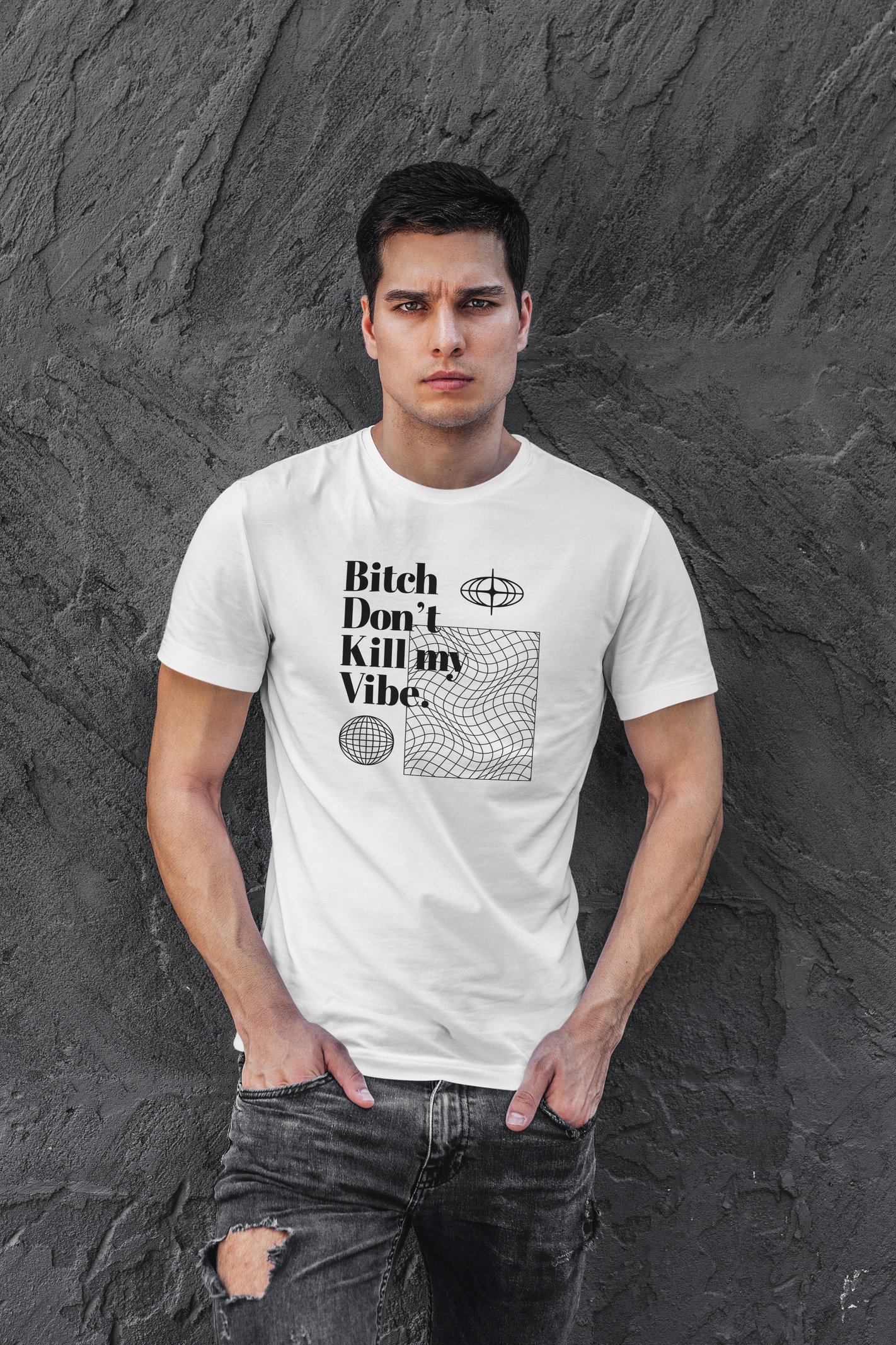 Don't Kill My Vibe Dijital Baskı Beyaz Tişört
