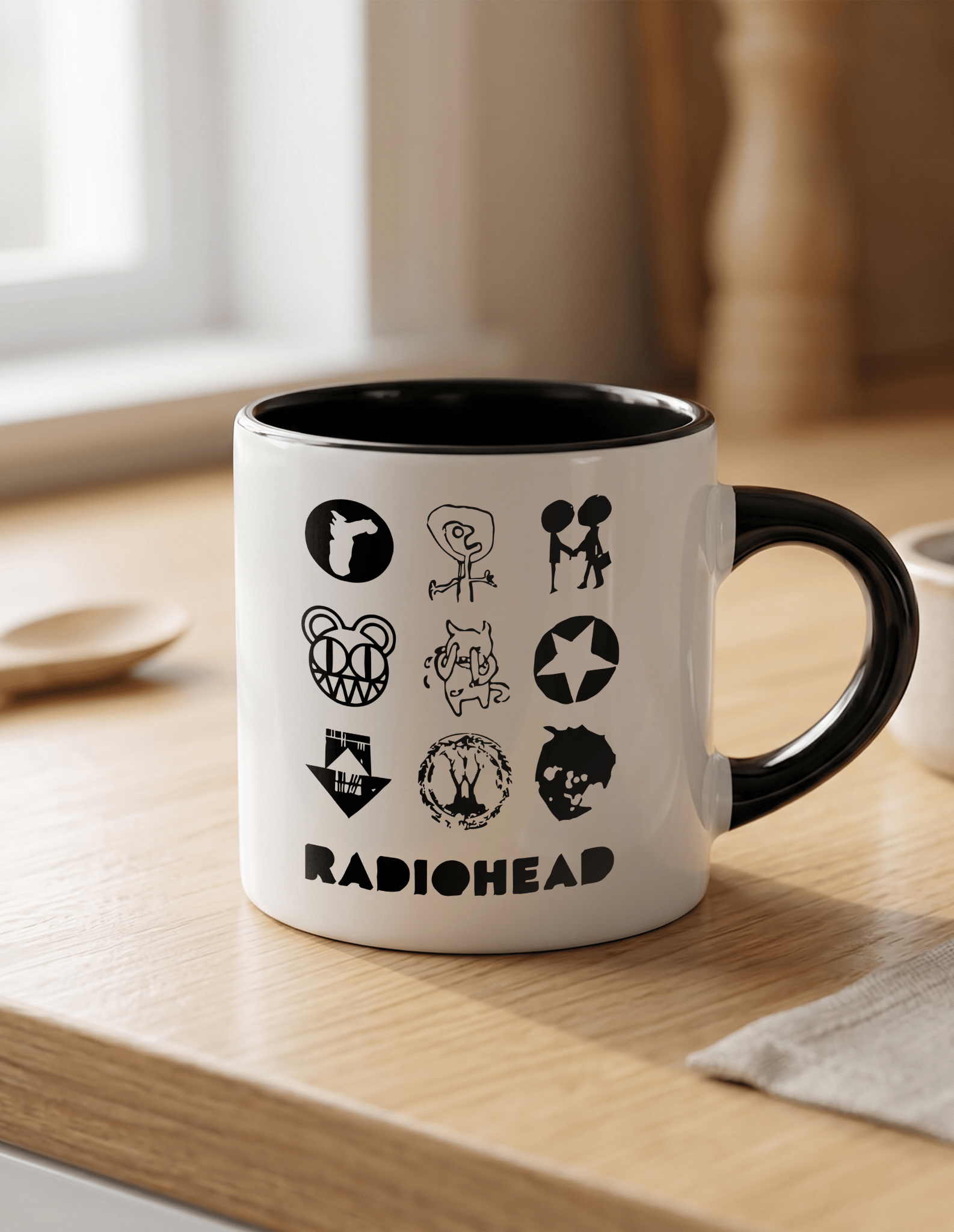 Radiohead 180 ml Beyaz Siyah Kahve Kupası