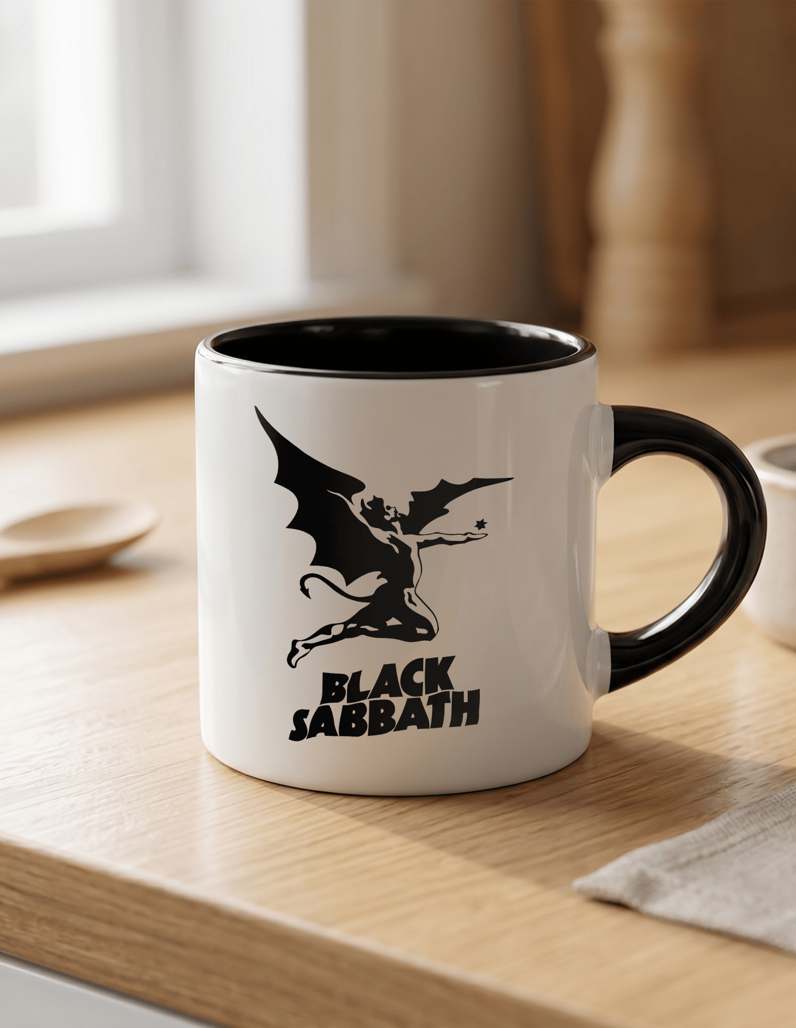 Black Sabbath 180 ml Beyaz Siyah Kahve Kupası