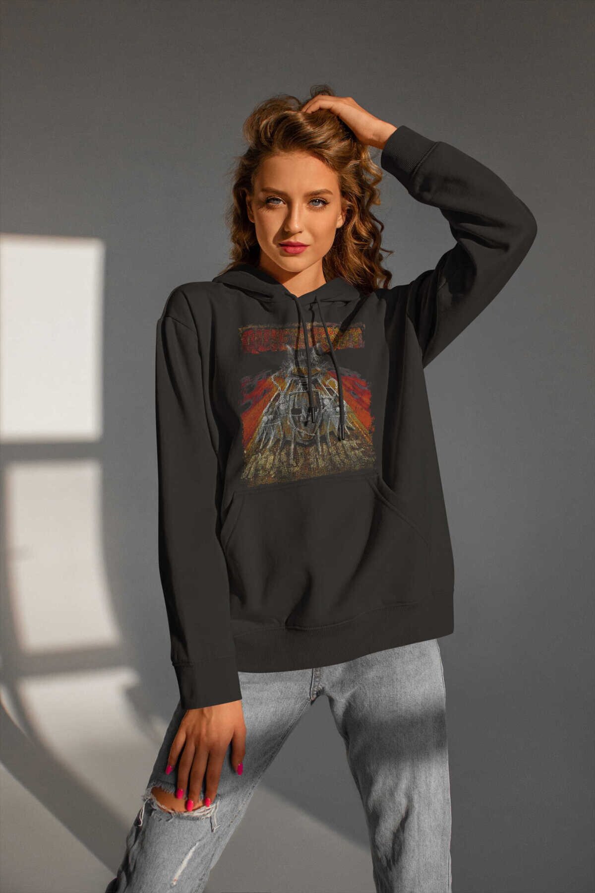 Quiet Riot Dijital Baskı Kapüşonlu Unisex Sweatshirt