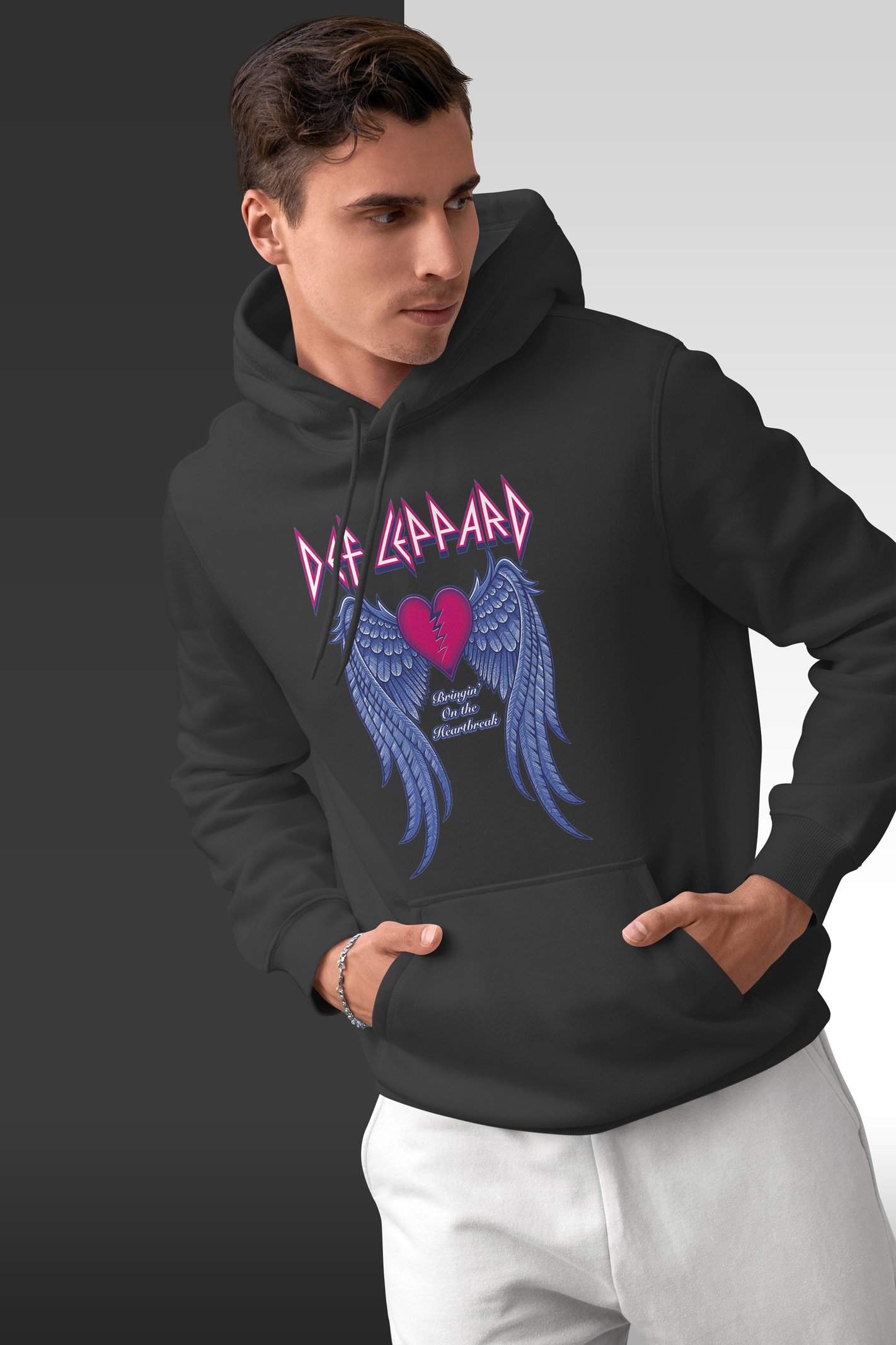 Def Leppard Kanat Kapüşonlu Sweatshirt