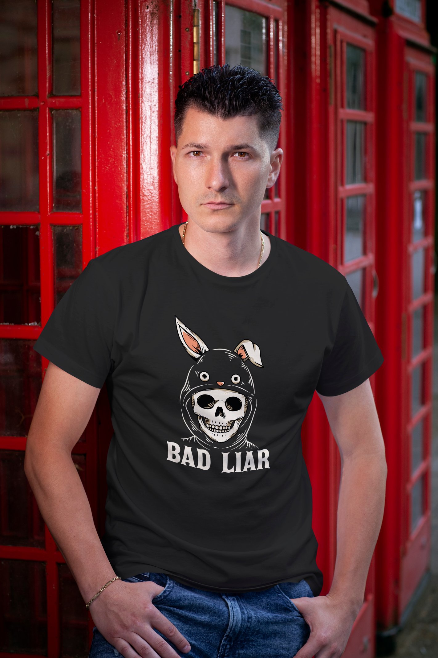 Bad Liar Dijital Baskılı Siyah Tişört