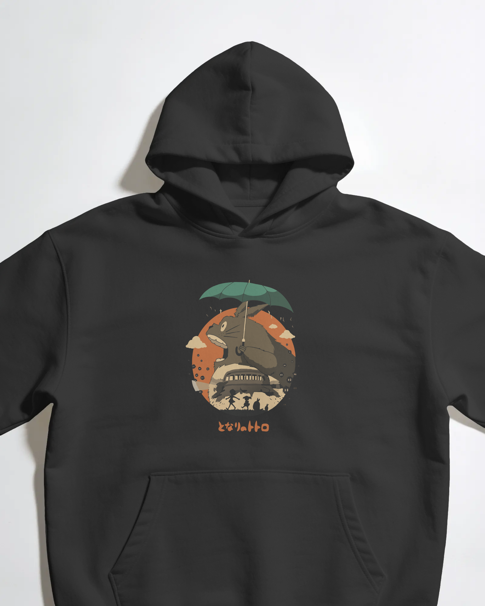Totoro Unisex Siyah Kapüşonlu Sweatshirt