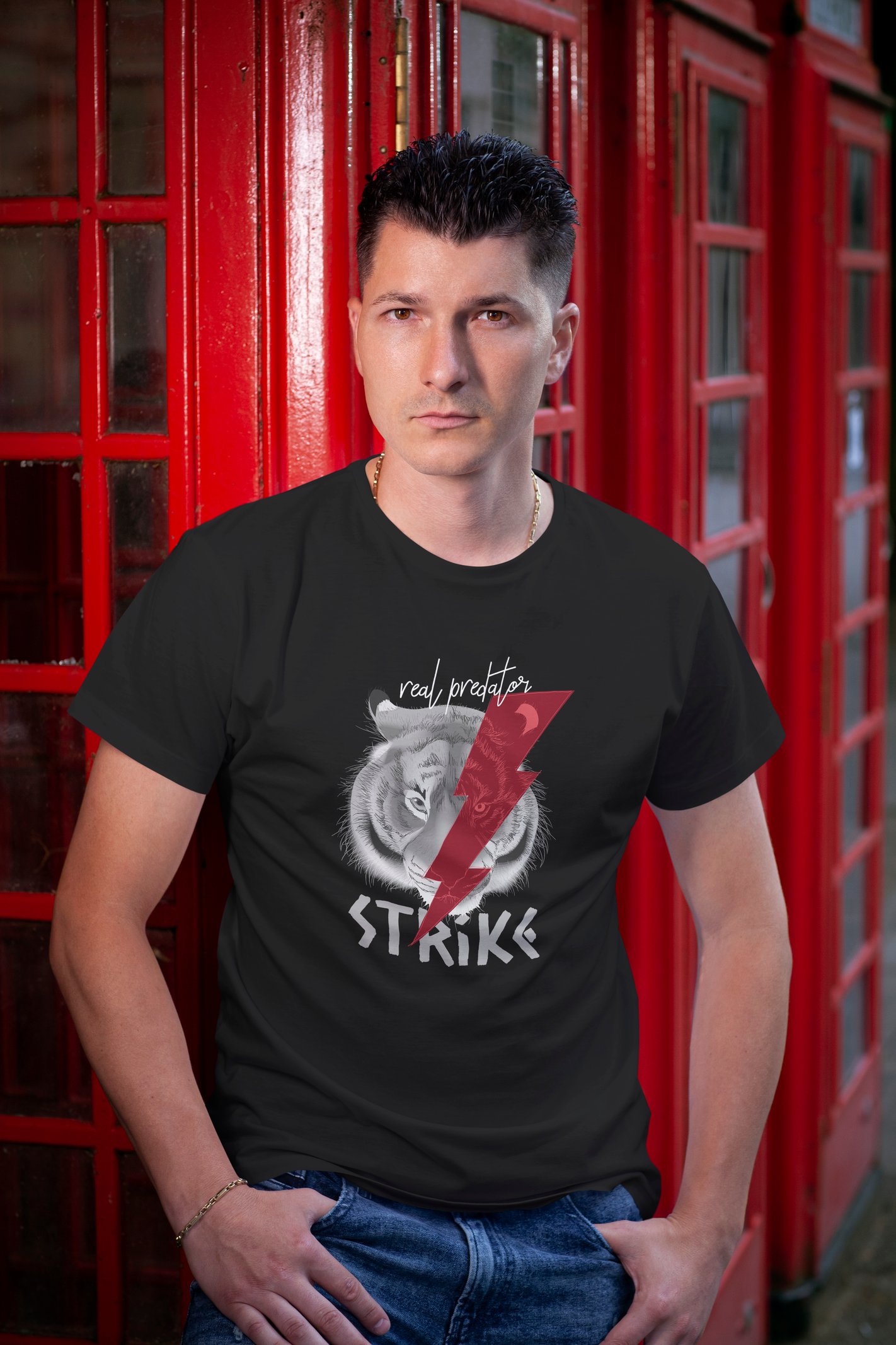 Strike Dijital Baskı  Unisex Siyah T-Shirt