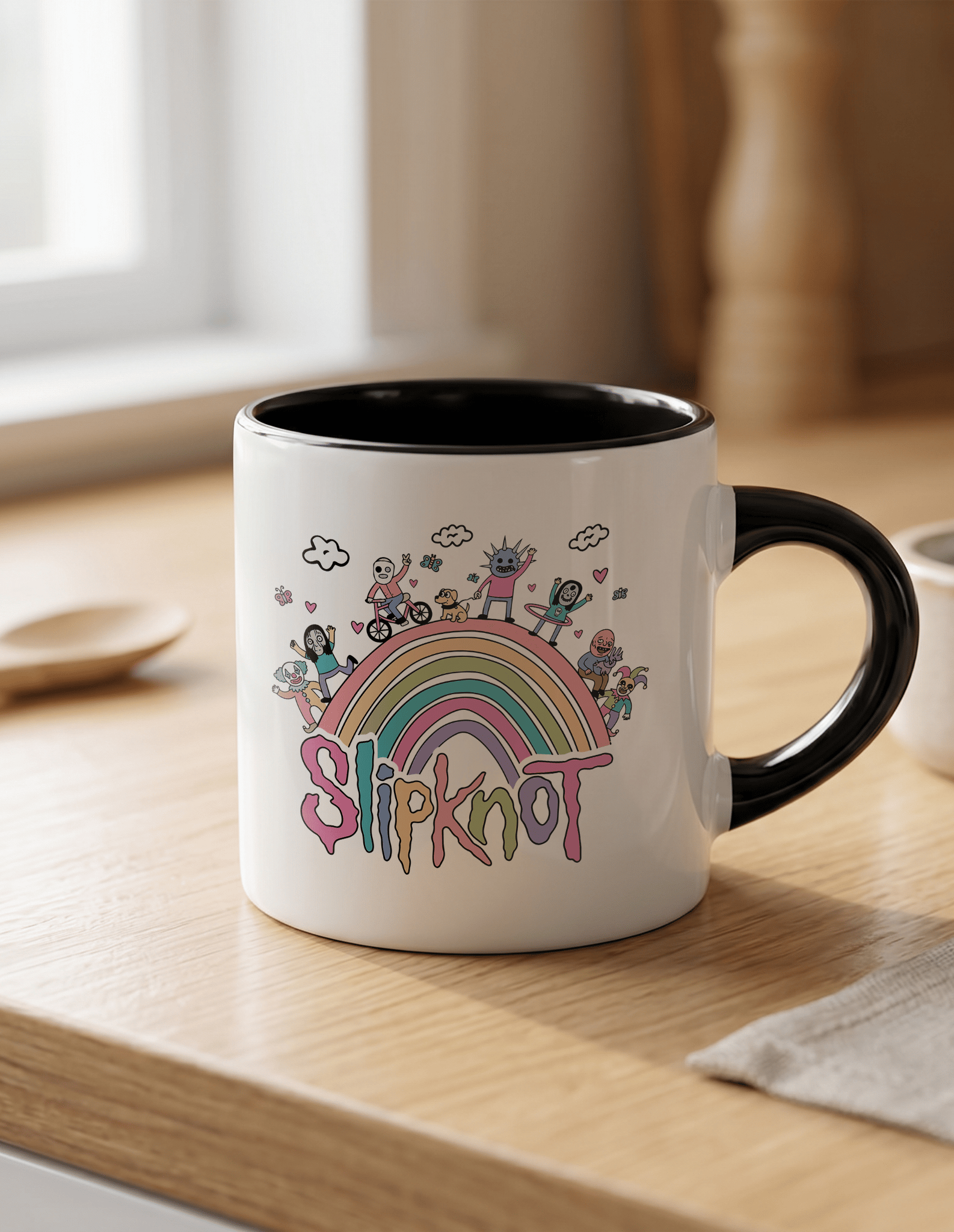 Slipknot 180 ml Beyaz Siyah Kahve Kupası