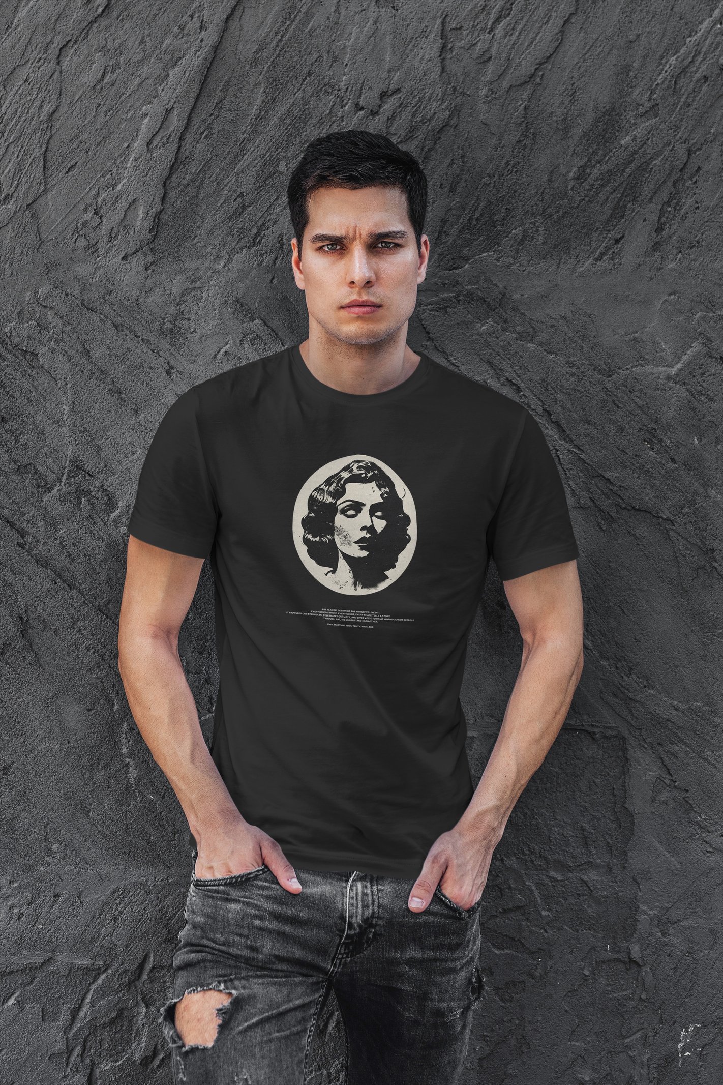 Nostalgia Dijital Baskı Siyah Unisex Tişört