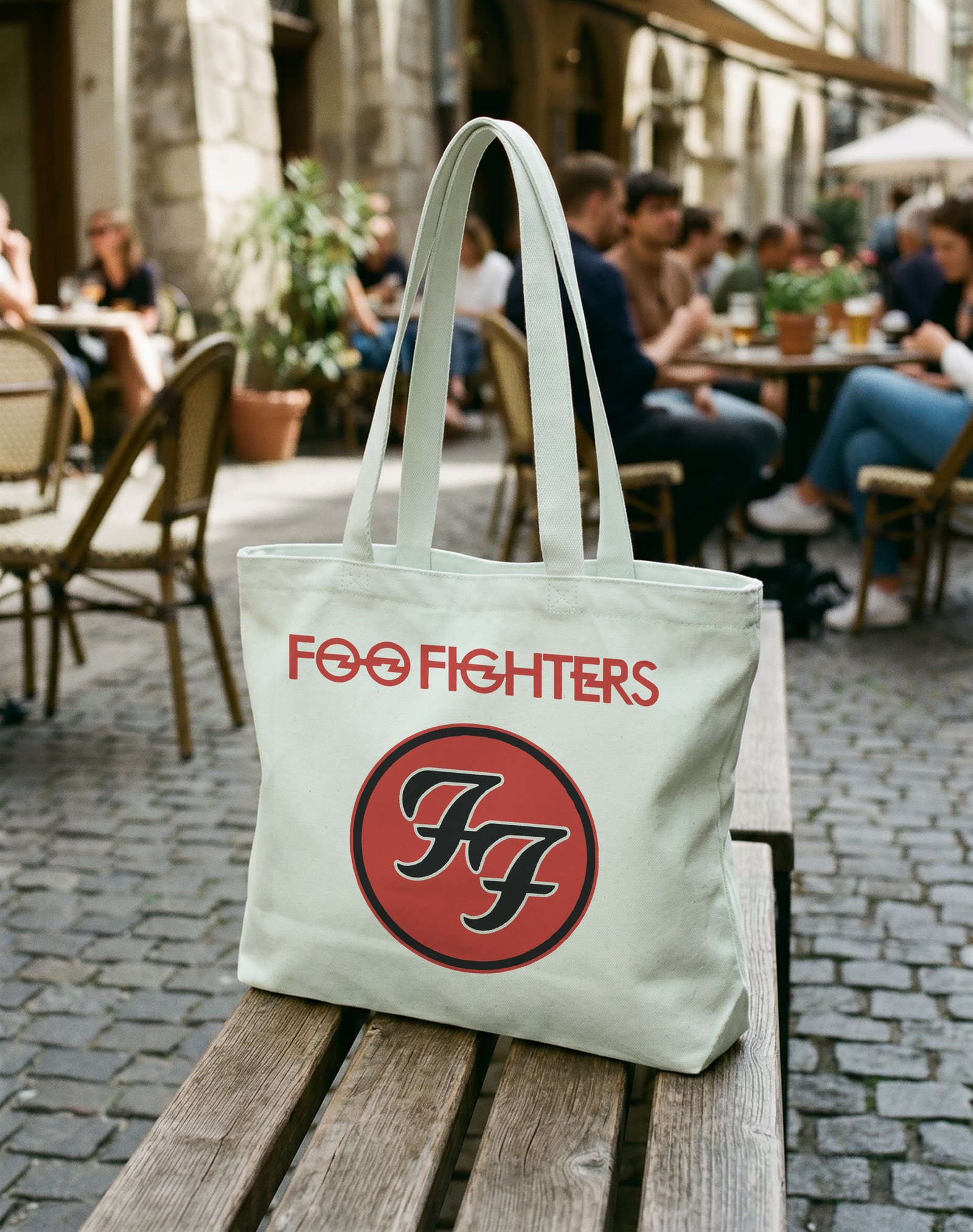 Foo Fighters Fermuarlı Astarlı Körüklü Kanvas Çanta 35 x 40 cm