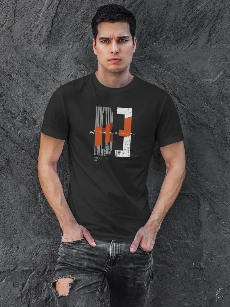 Be Awesome Dijital Baskı Siyah Unisex Tişört