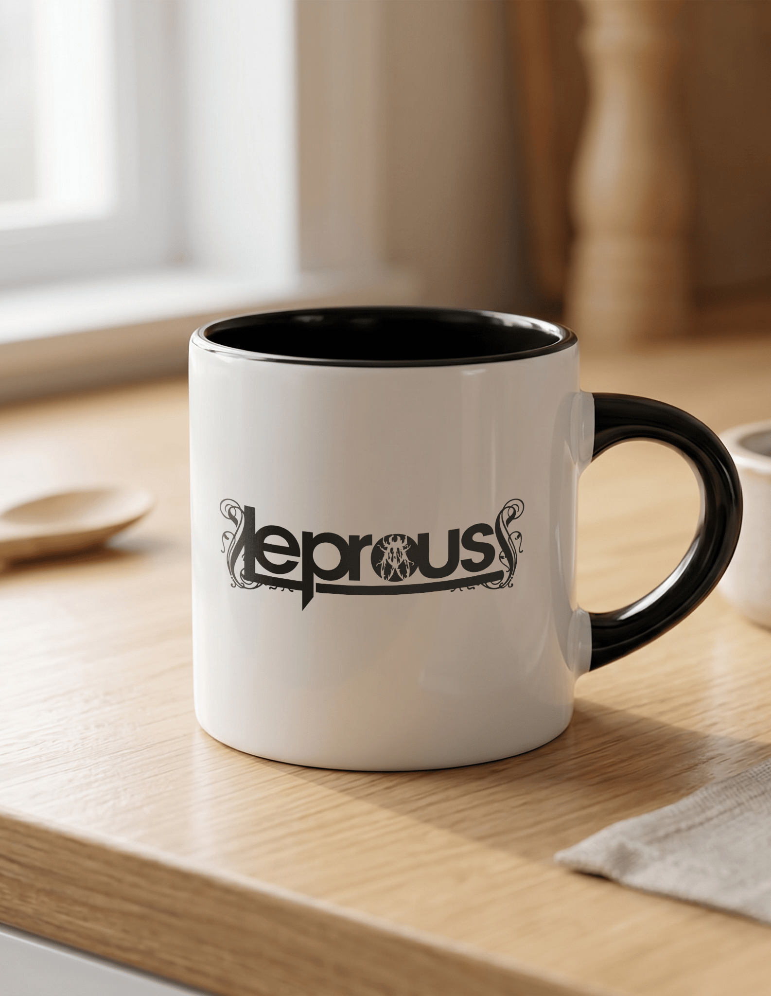 Leprous 180 ml Beyaz Siyah Kahve Kupası