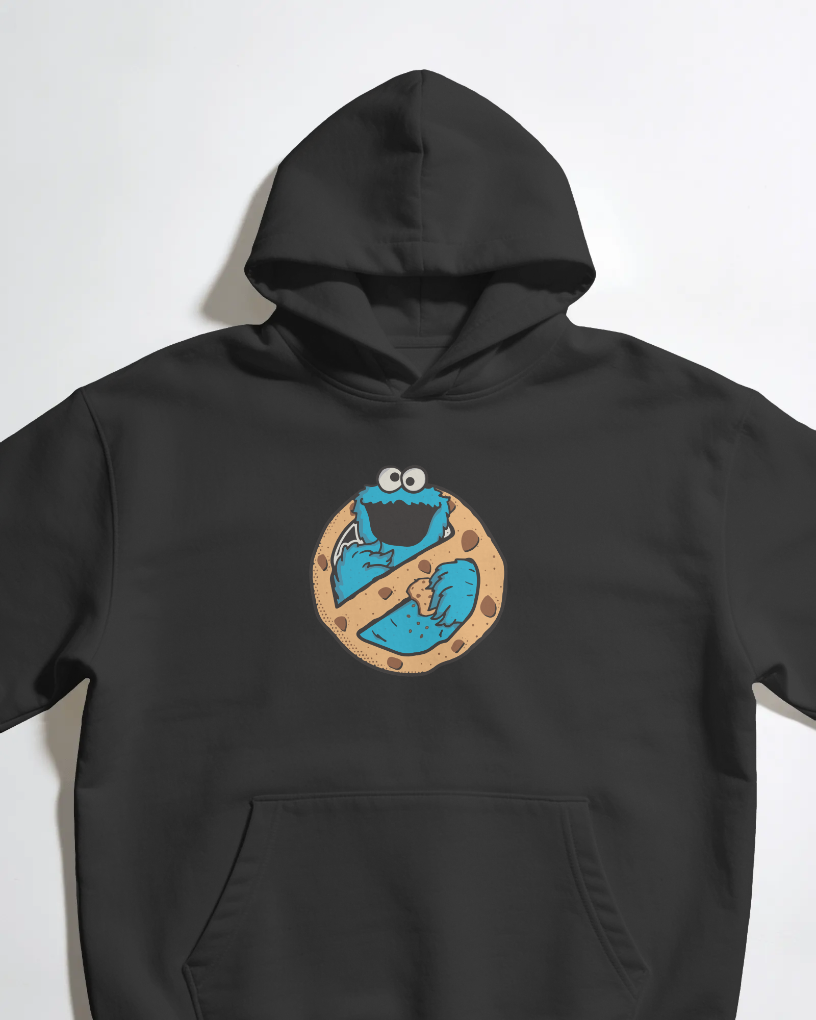 Kurabiye Canavarı Unisex Siyah Kapüşonlu Sweatshirt