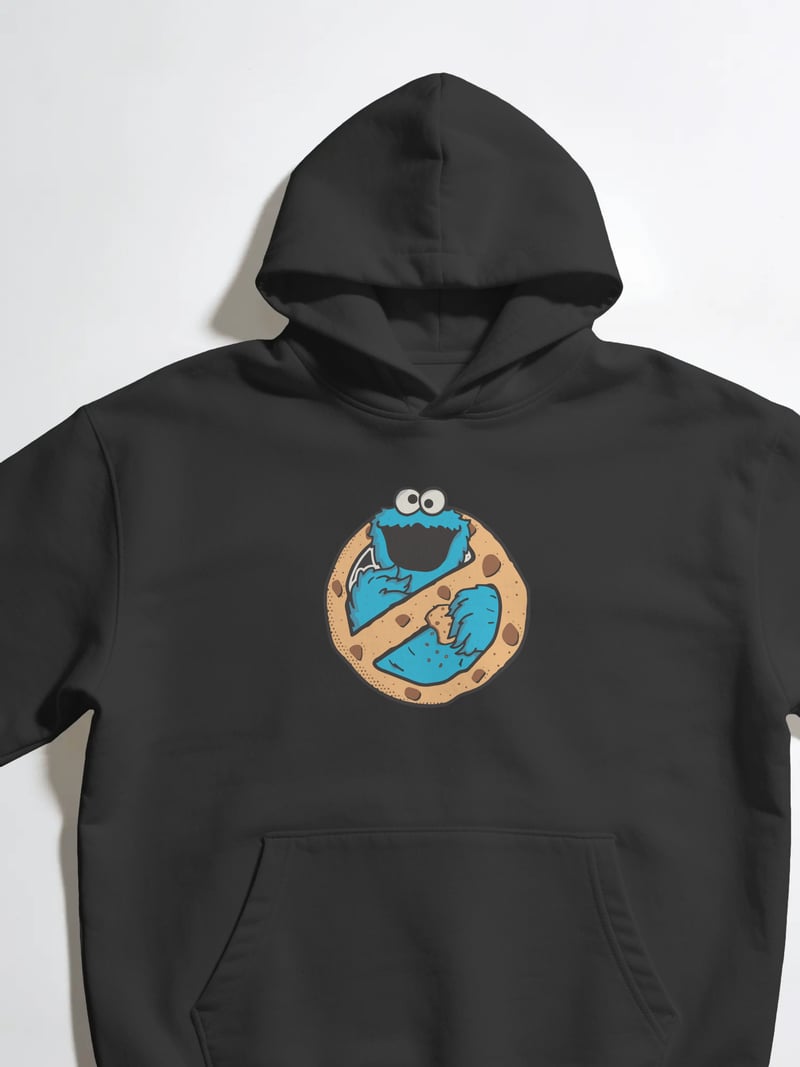 Kurabiye Canavarı Unisex Siyah Kapüşonlu Sweatshirt