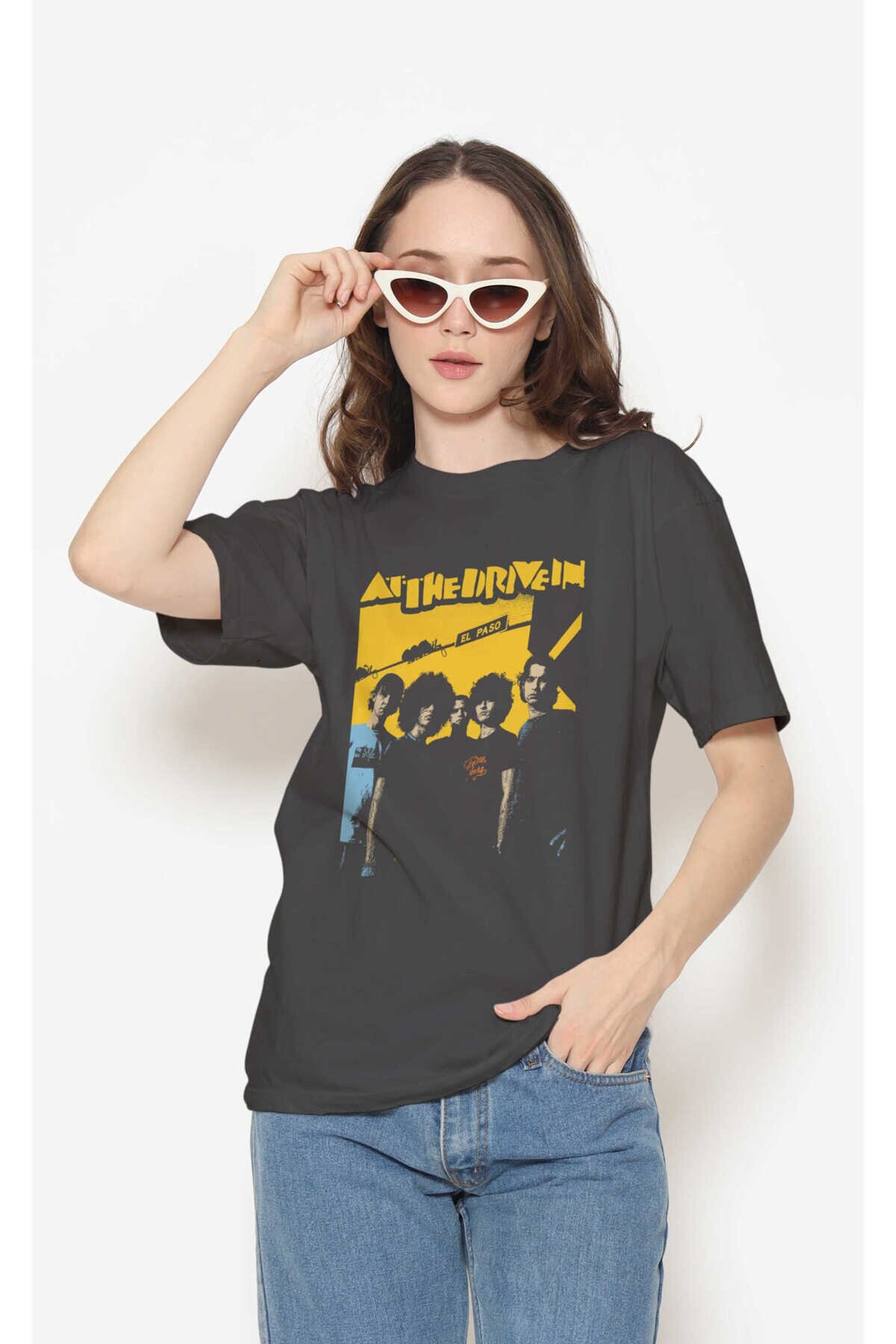 At the Drive in Dijital Baskı Siyah Unisex Tişört