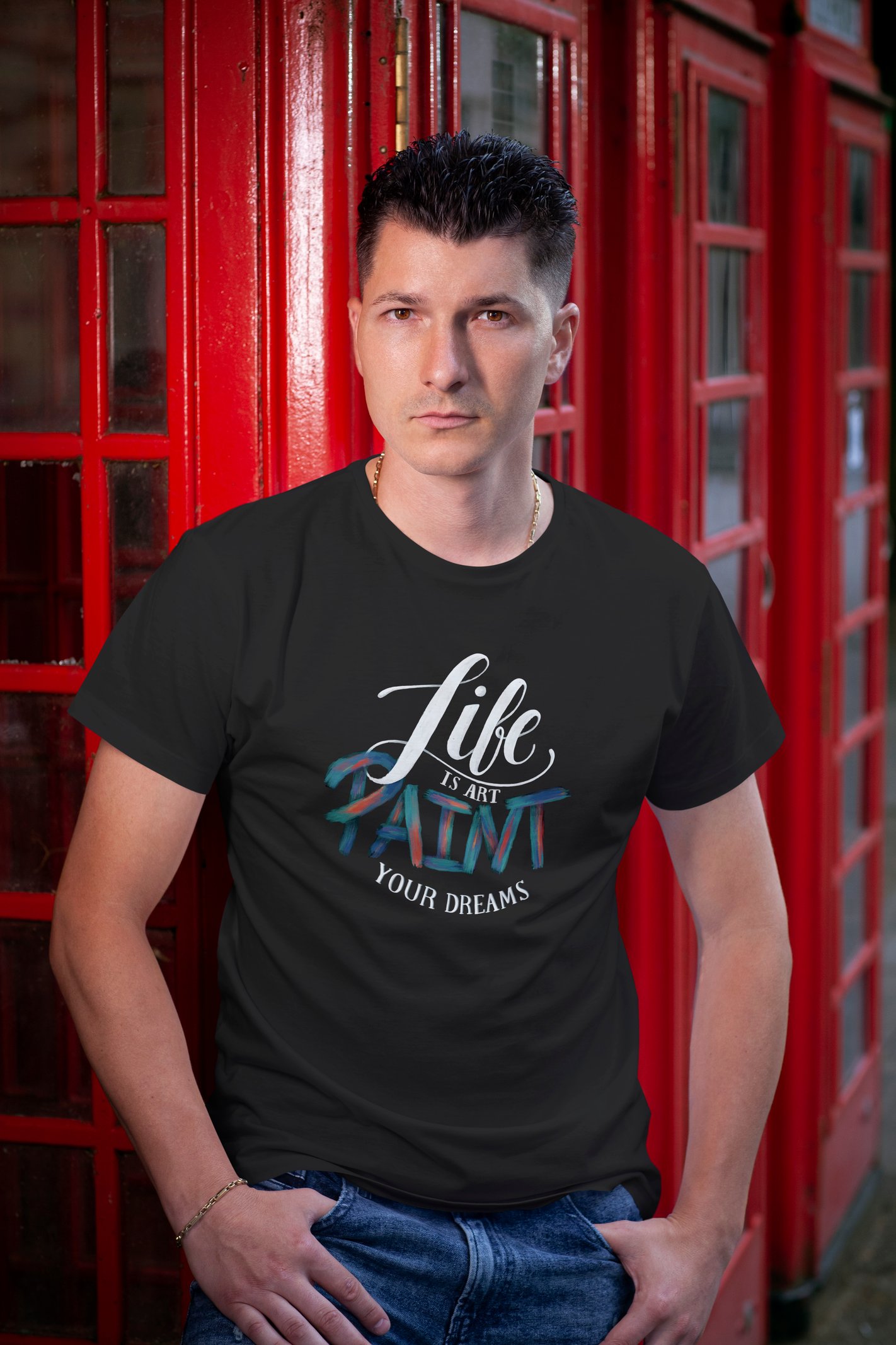 Life is Art Dijital Baskı  Unisex Siyah T-Shirt