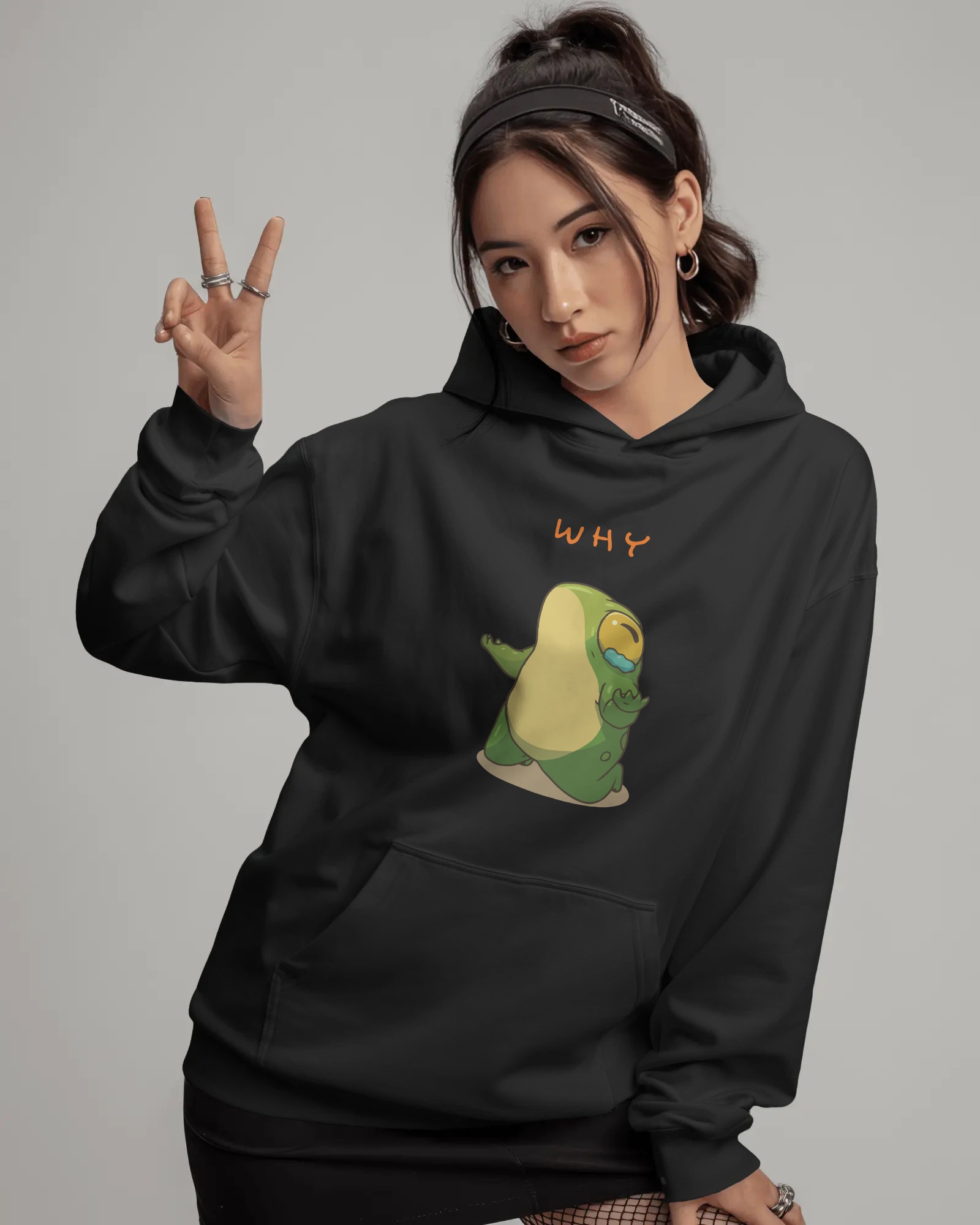 Why Unisex Siyah Kapüşonlu Sweatshirt