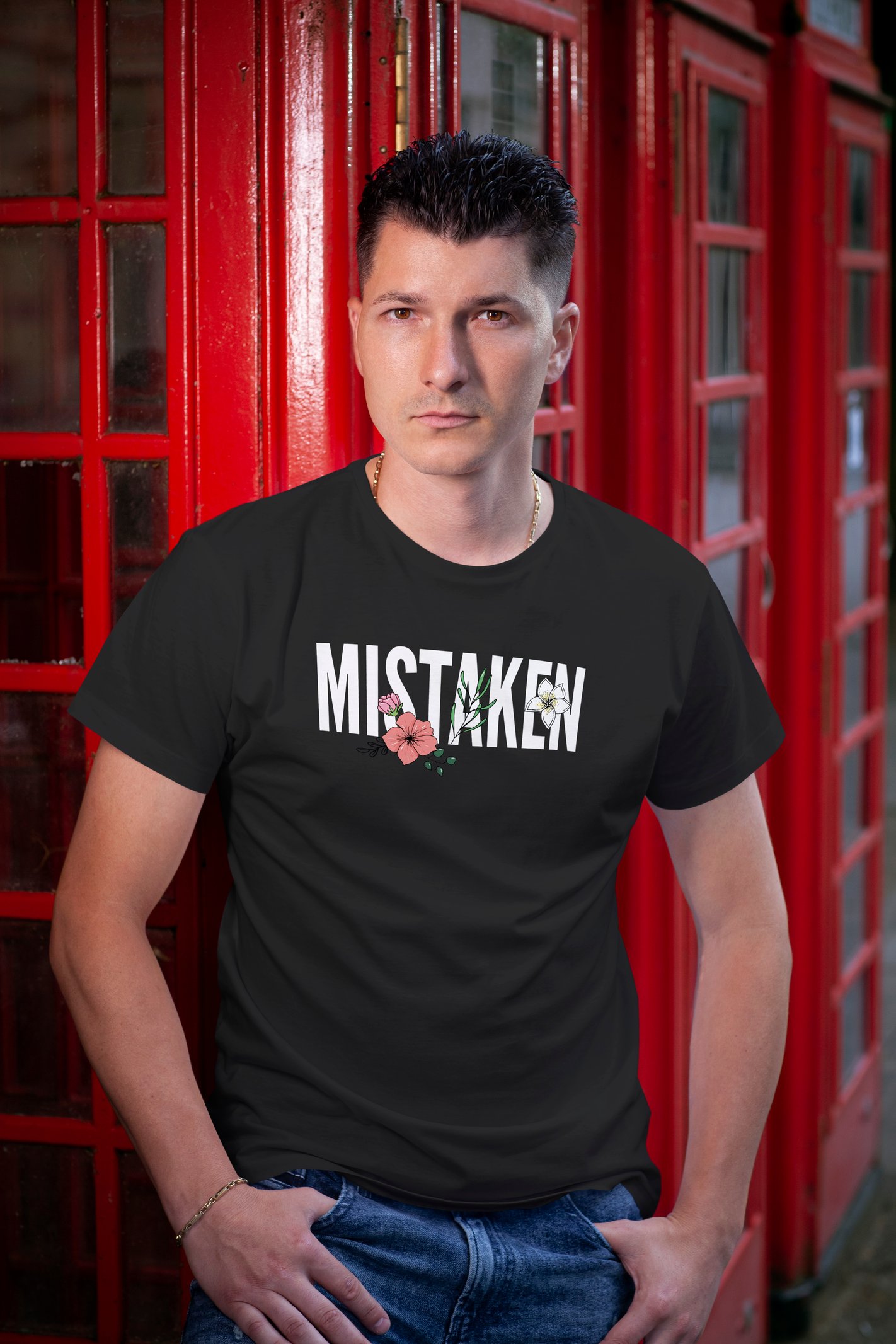 Mistaken Dijital Baskı  Unisex Siyah T-Shirt