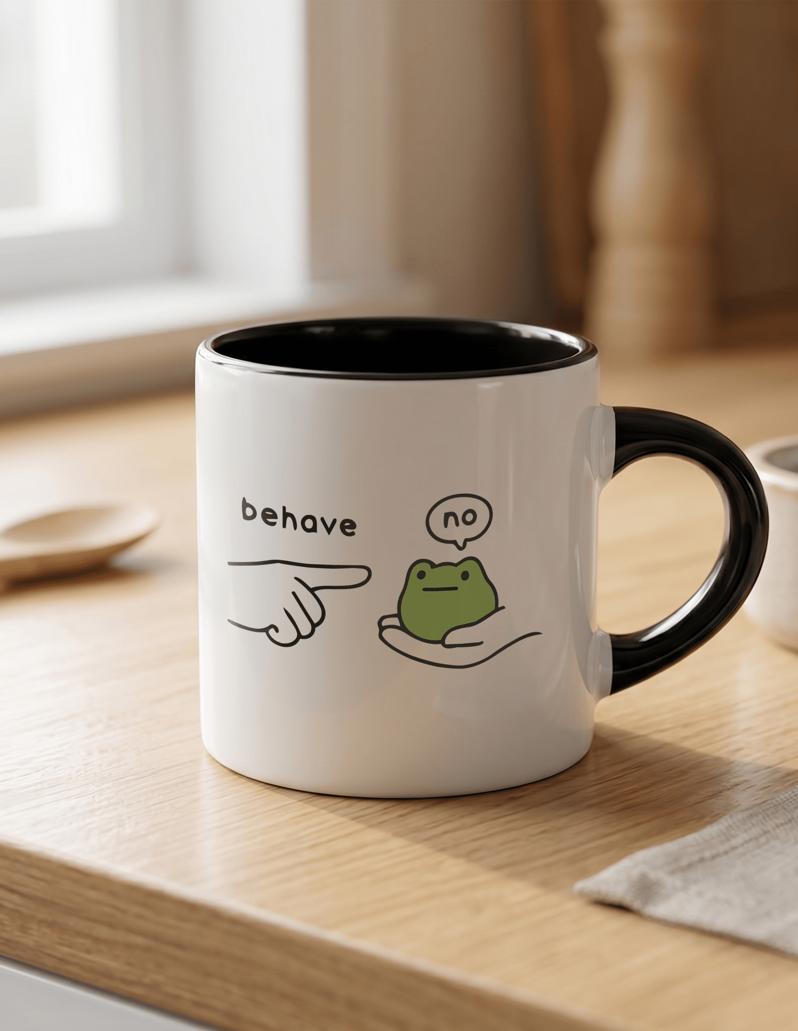 Behave 180 ml Beyaz Siyah Kahve Kupası