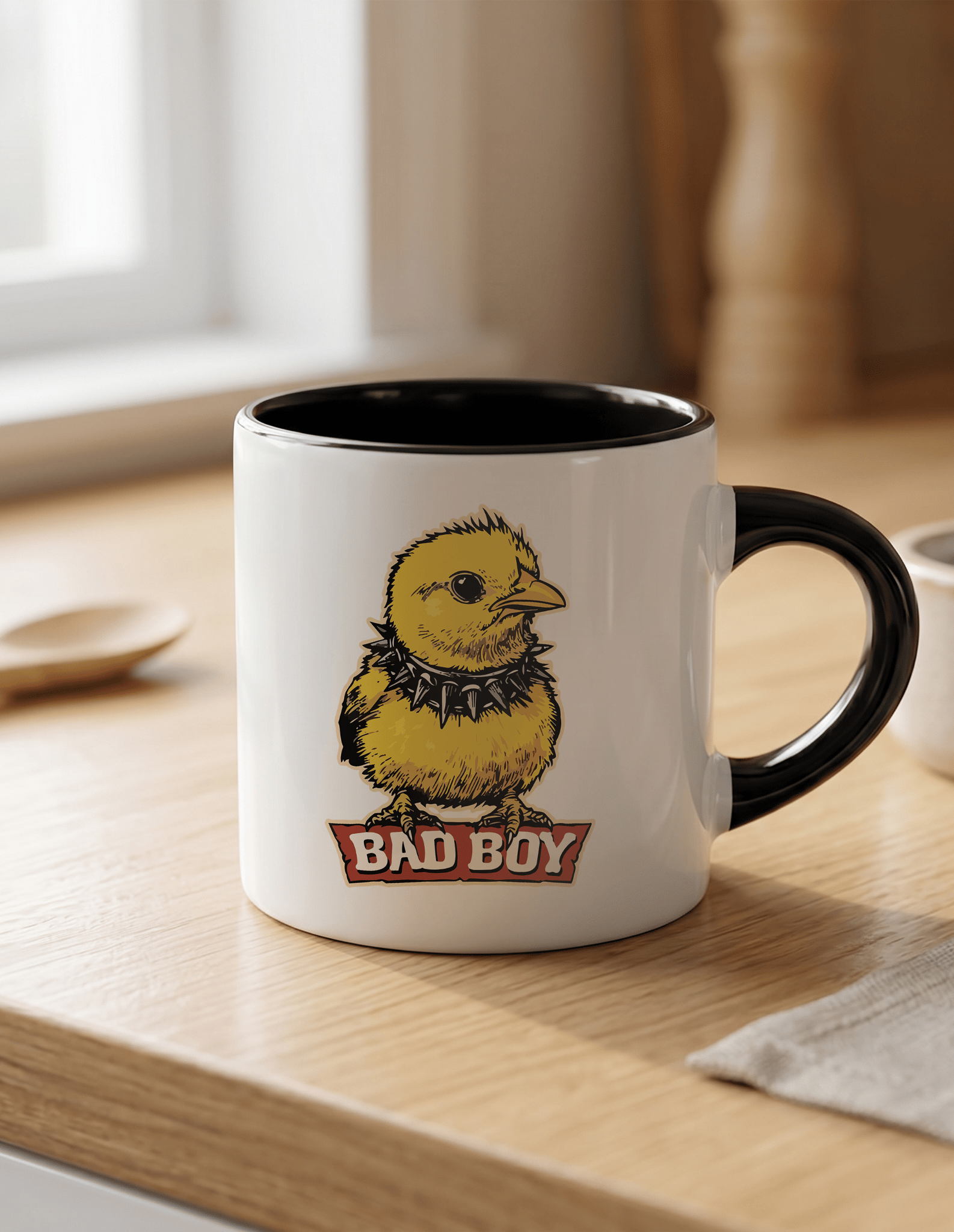 Bad Boy 180 ml Beyaz Siyah Kahve Kupası