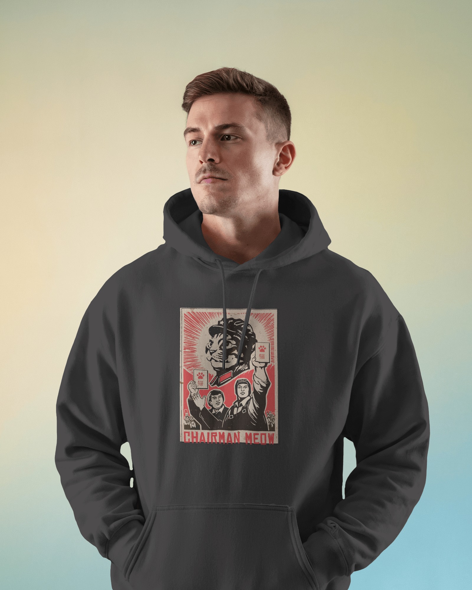Chairman Meow Unisex Siyah Kapüşonlu Sweatshirt
