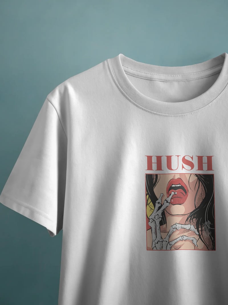 Hush Unisex Beyaz Tişört
