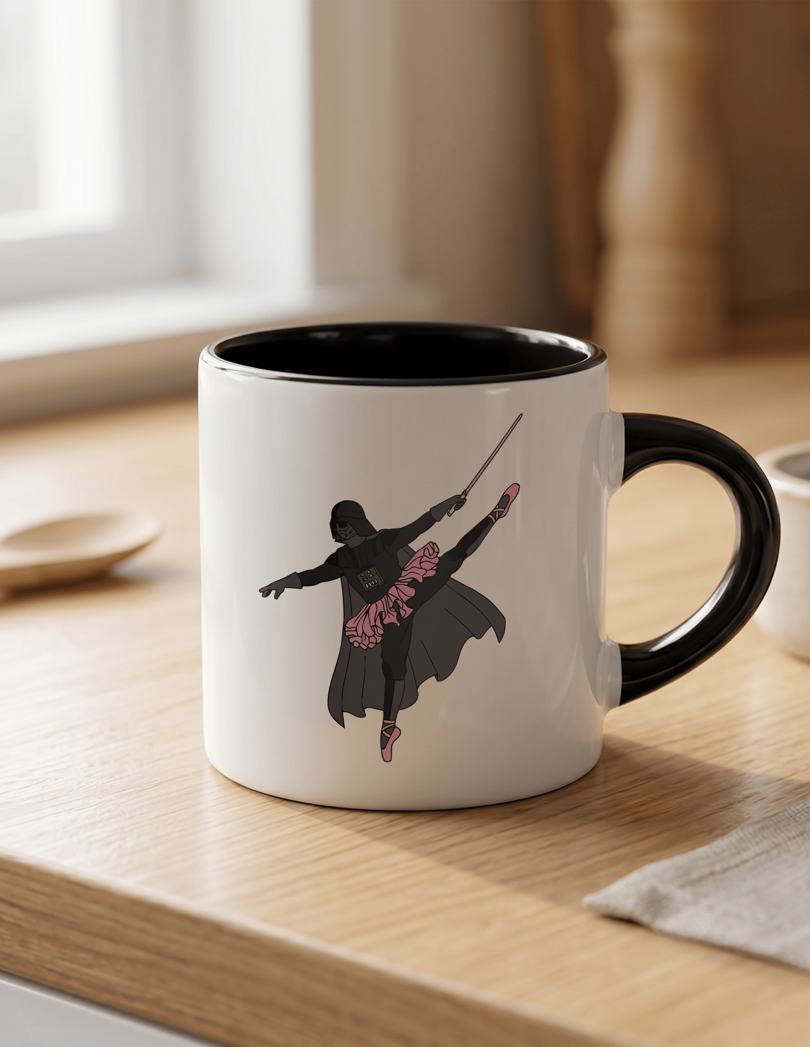 Darth Vader Balerin 180 ml Beyaz Siyah Kahve Kupası